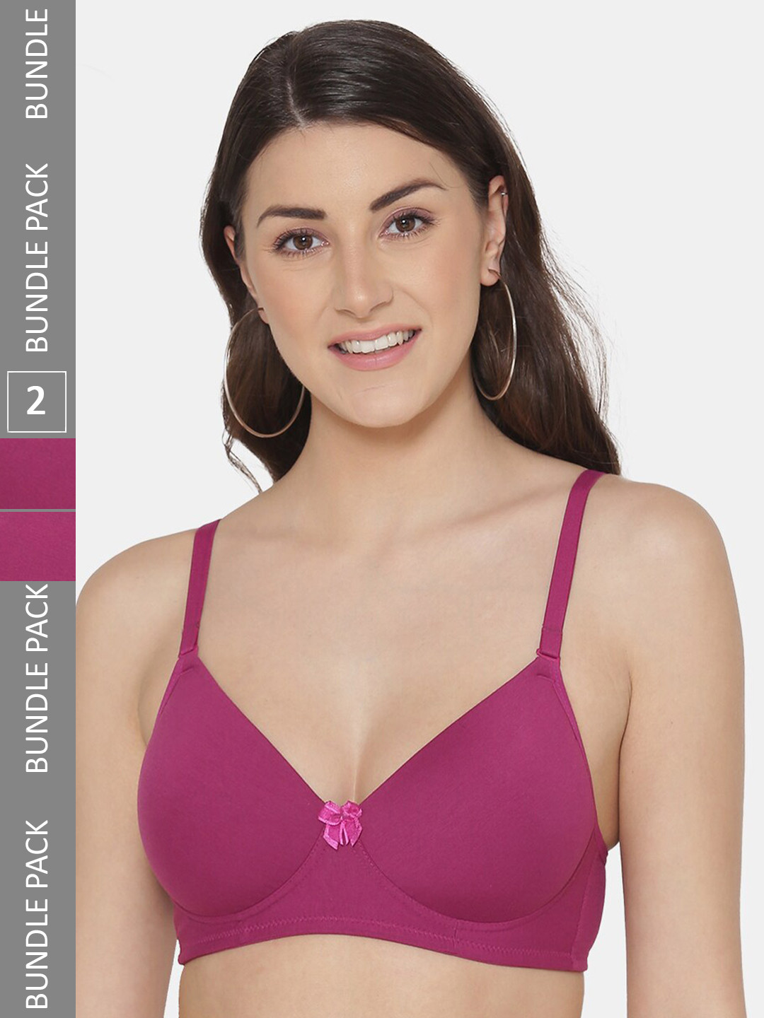 

Tweens Pack Of 2 Full Coverage Lightly Padded Cotton T-shirt Bras With All Day Comfort, Pink