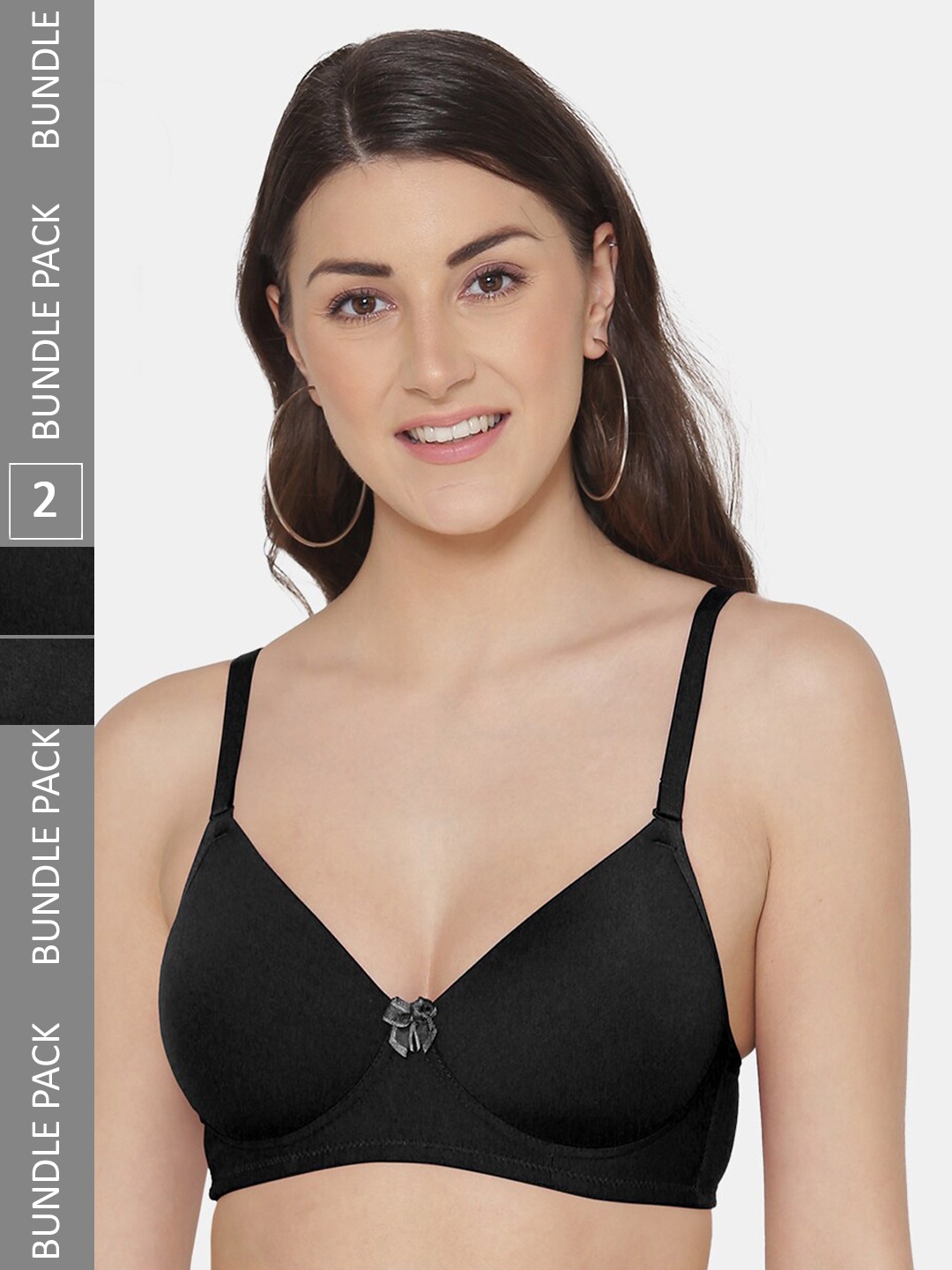 

Tweens Pack Of 2 Full Coverage Lightly Padded T-shirt Bras With All Day Comfort, Black