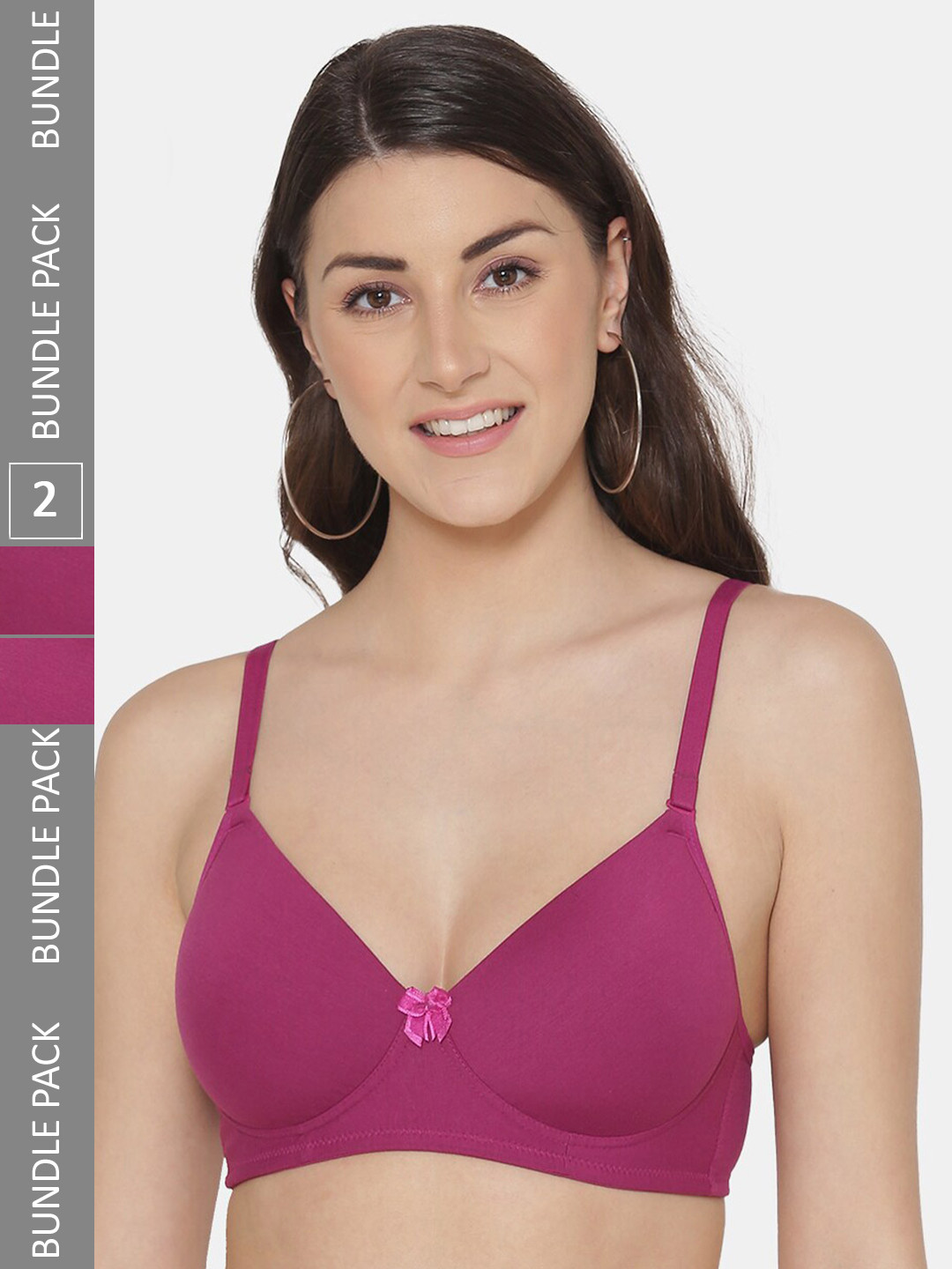 

Tweens Pack Of 2 Full Coverage Lightly Padded T-shirt Bras With All Day Comfort, Burgundy