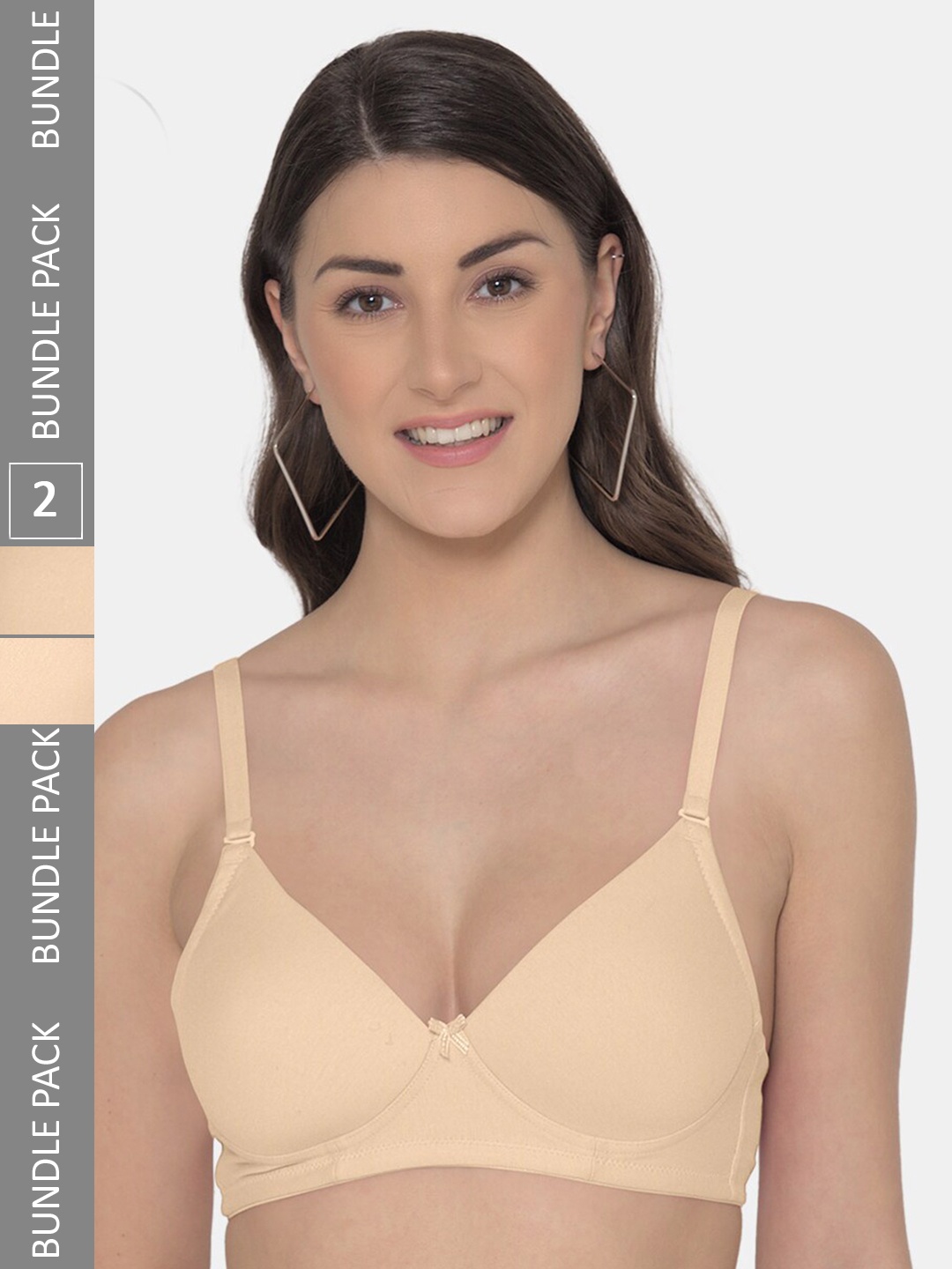 

Tweens Pack of 2 Lightly Padded Full Coverage T-Shirt Bras With All Day Comfort, Beige