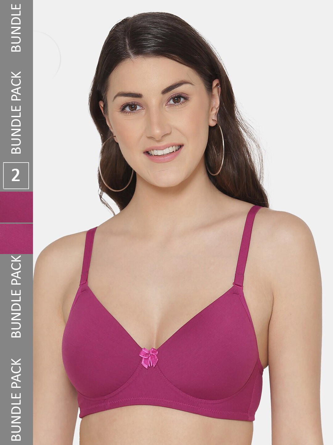 

Tweens Pack of 2 Lightly Padded Full Coverage T-Shirt Bras With All Day Comfort, Burgundy