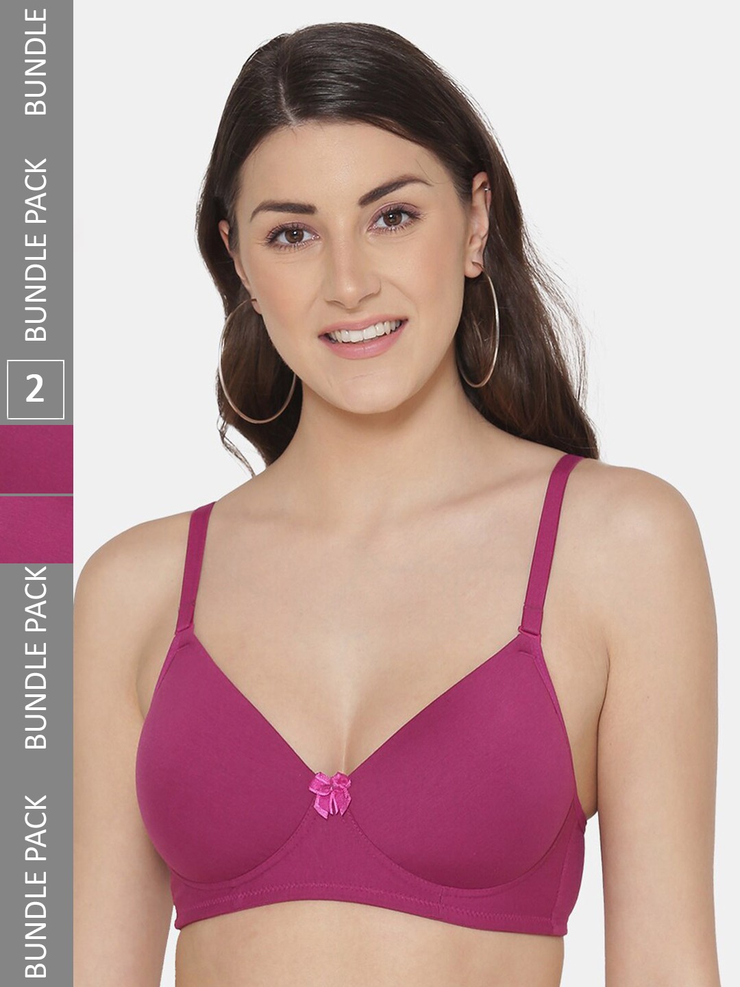 

Tweens Pack of 2 Lightly Padded Full Coverage T-Shirt Bras With All Day Comfort, Burgundy