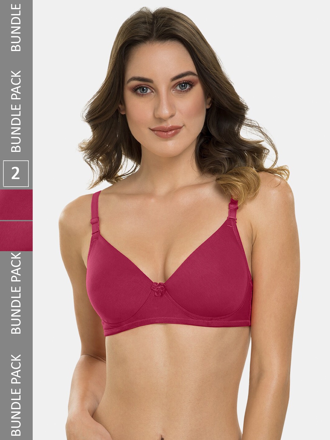 

Tweens Pack of 2 Lightly Padded Full Coverage T-Shirt Bras With All Day Comfort, Burgundy