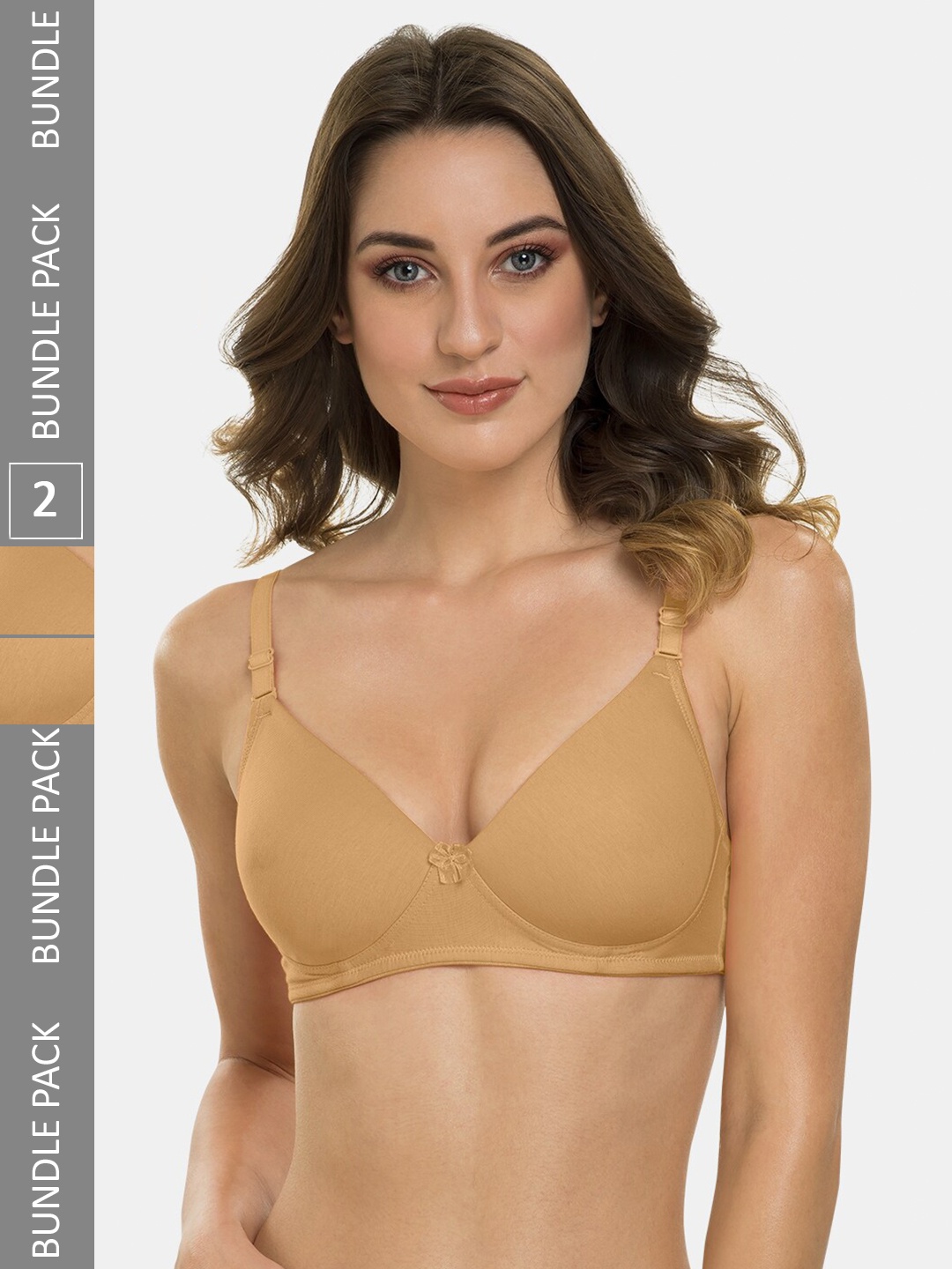 

Tweens Pack Of 2 Full Coverage Lightly Padded Cotton Bras With All Day Comfort, Beige