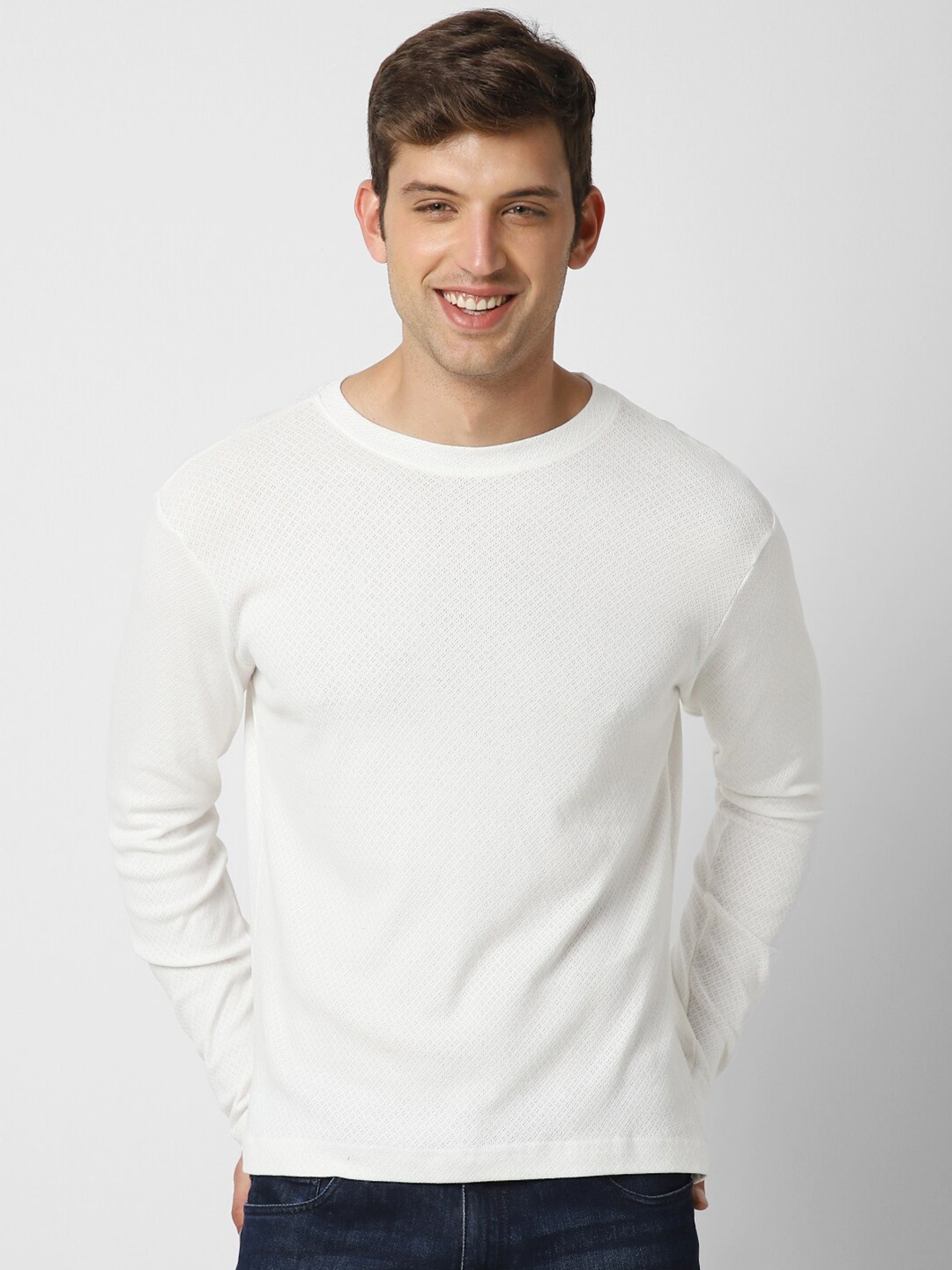 

VASTRADO Round Neck Relaxed Fit Cotton Casual T-Shirt, White