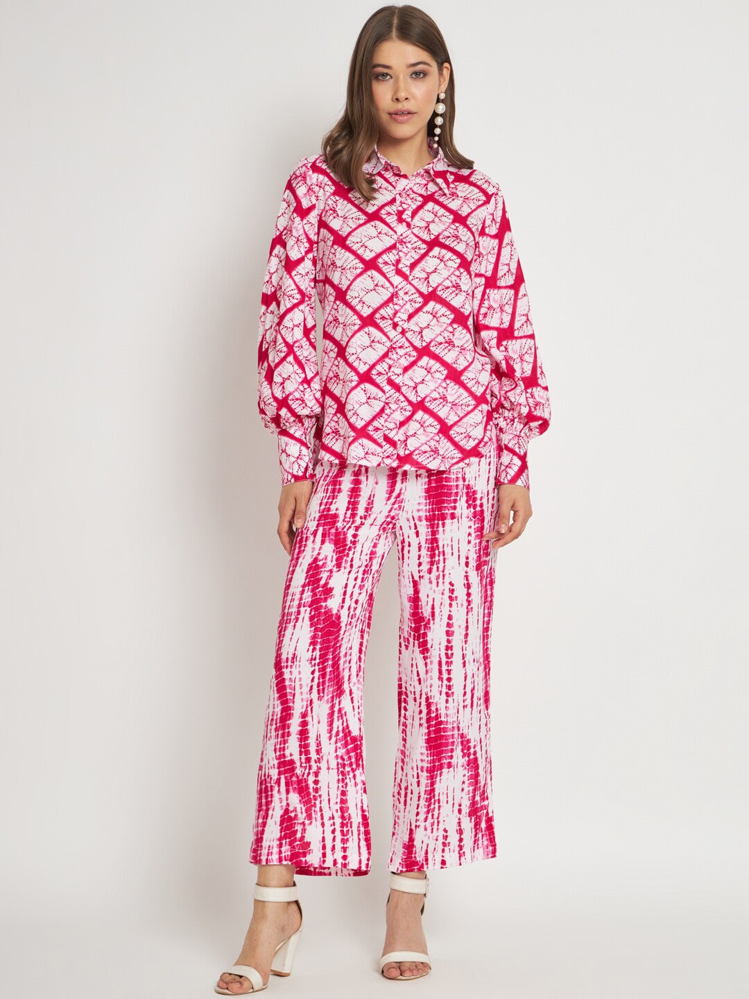 

CUFFS N LASHES Shirt Collar Dyed Shirt & Trousers, Pink