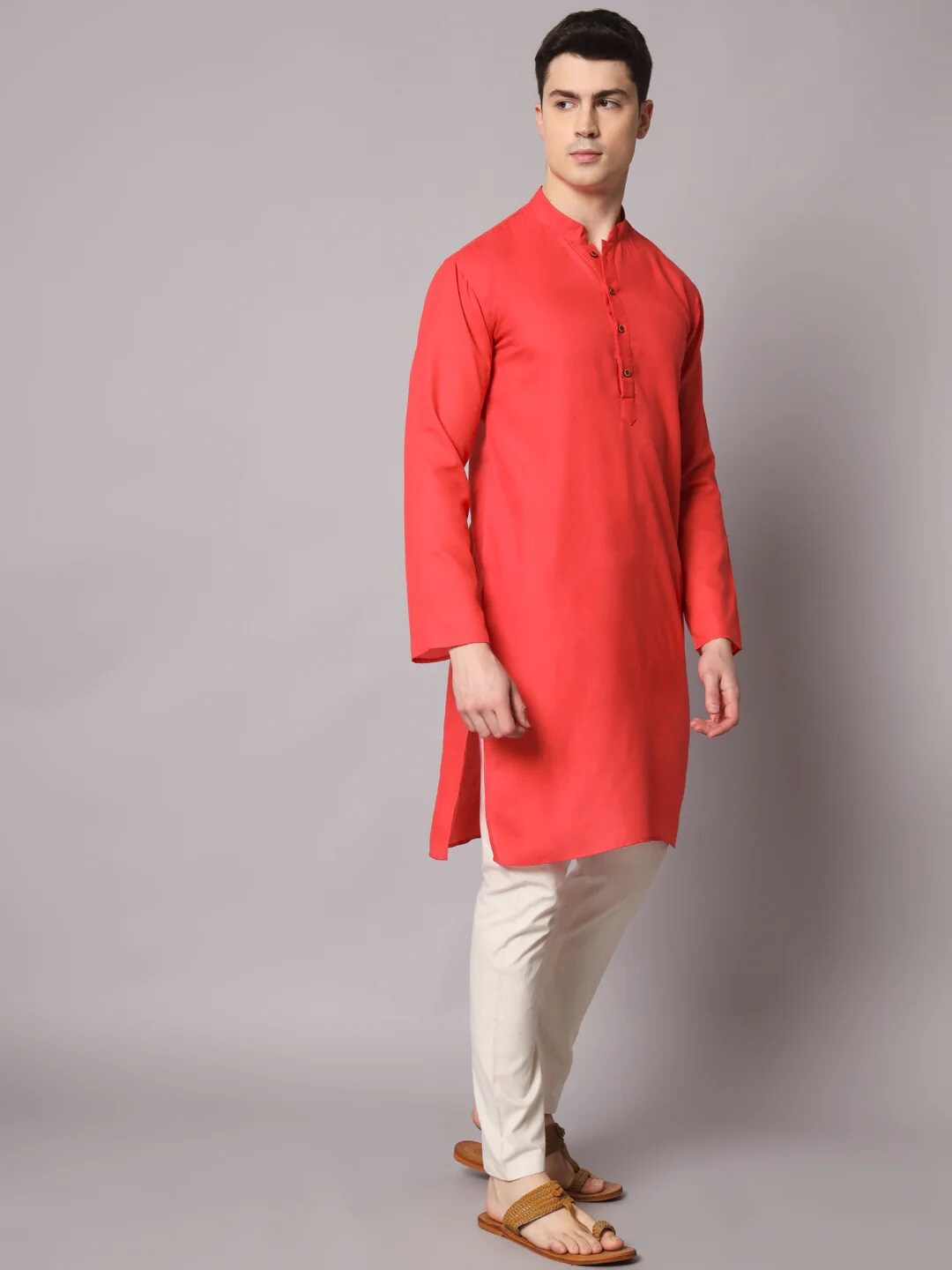 

Angroop Men Rust Regular Chikankari Kurta with Churidar