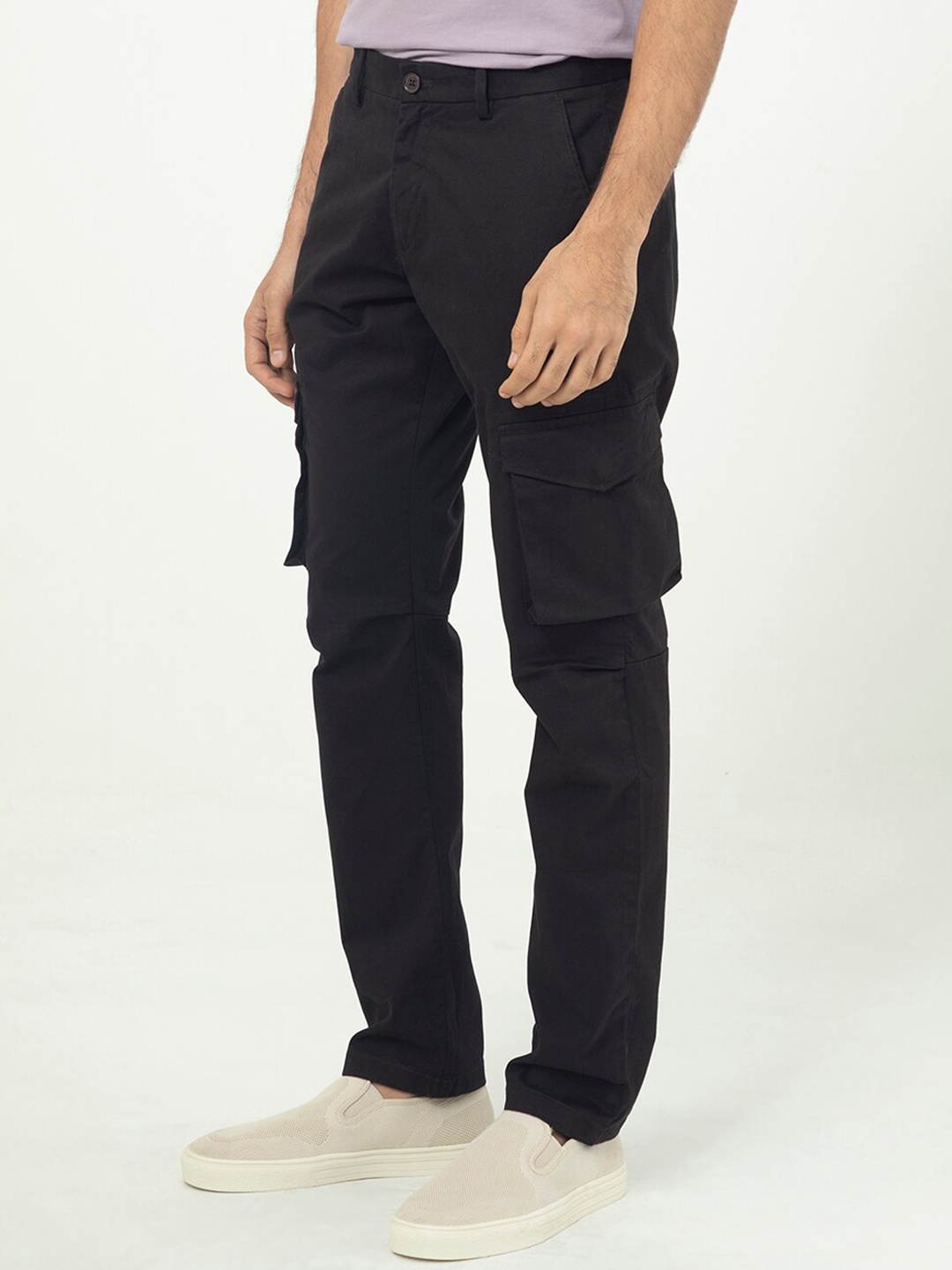 

RARE RABBIT Men Celu Mid-Rise Slim Fit Cargo Cotton Trouser, Maroon