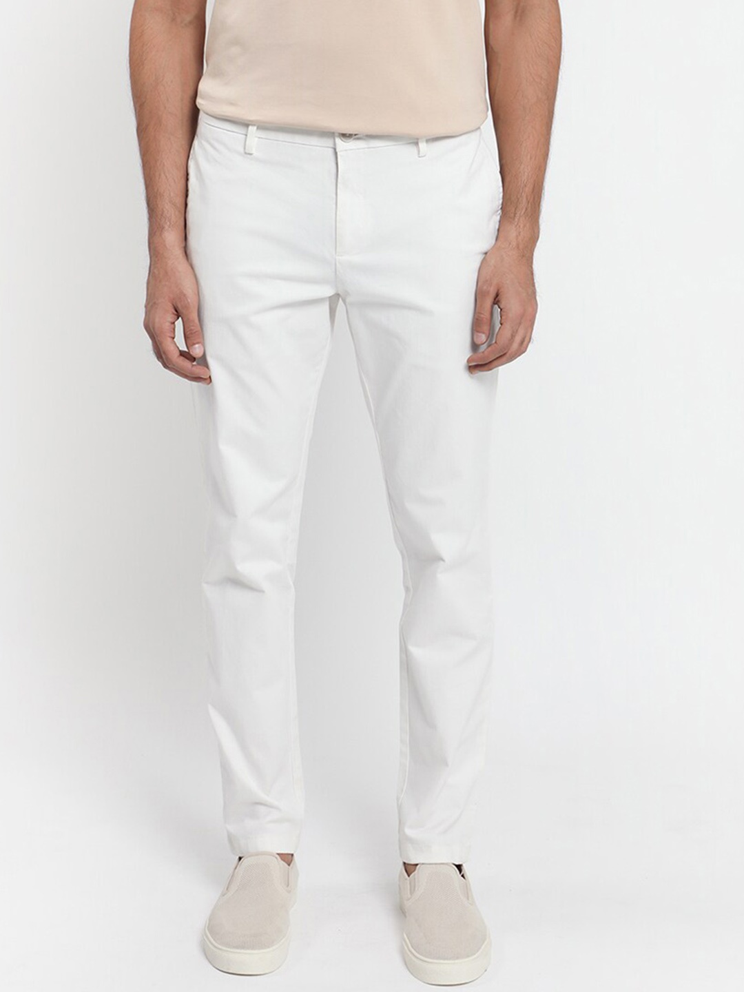 

RARE RABBIT Pesto Mid-Rise Slim Fit Cotton Trouser, White