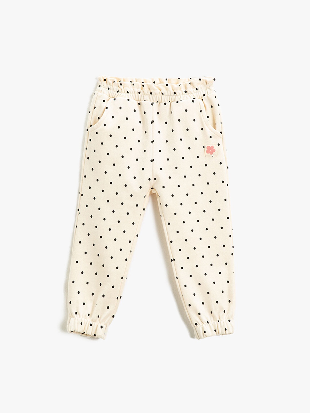 

Koton Infant Girls Polka Dot Printed Pure Cotton Joggers, Off white