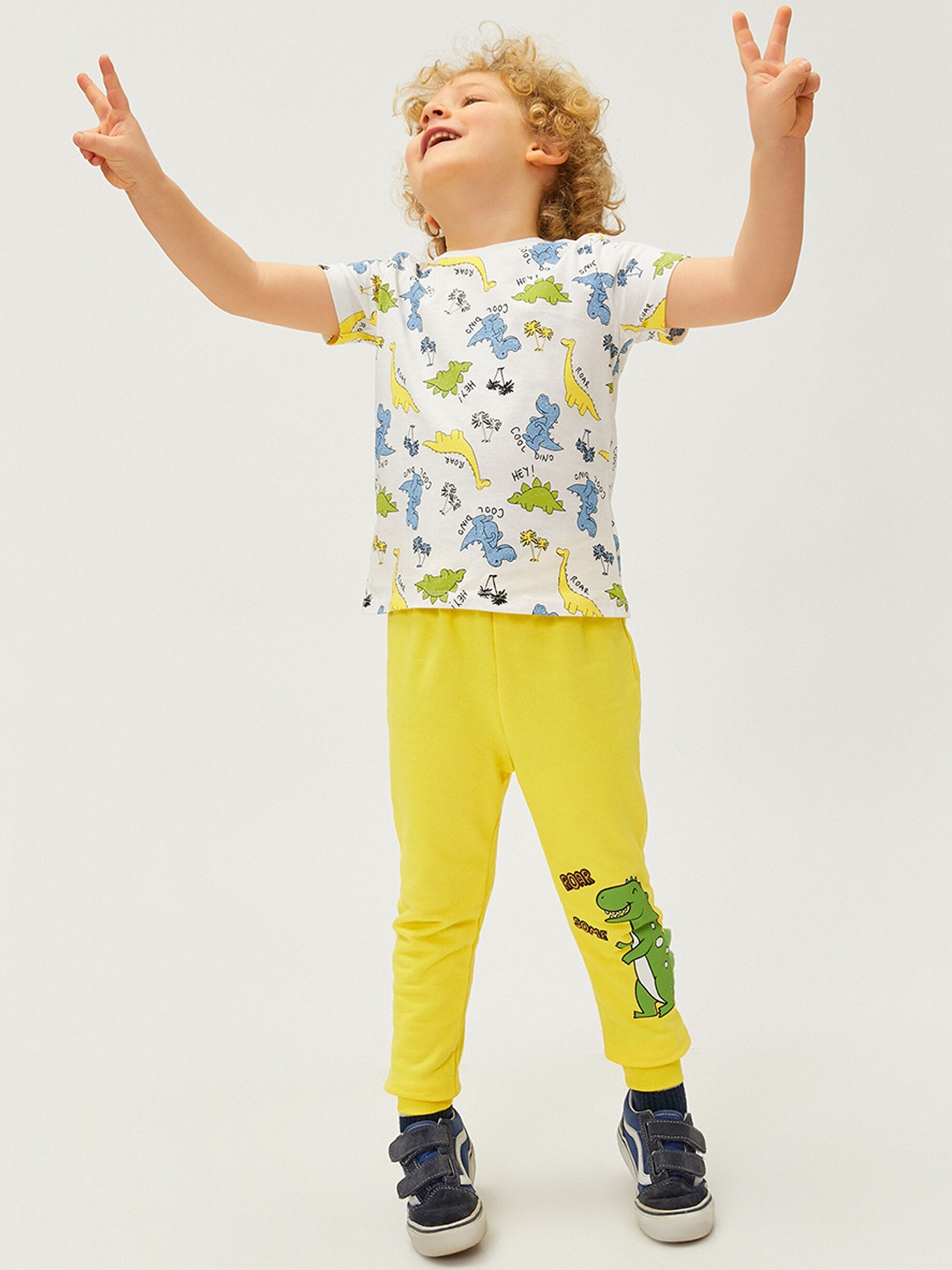 

Koton Boys Printed Pure Cotton Joggers, Yellow