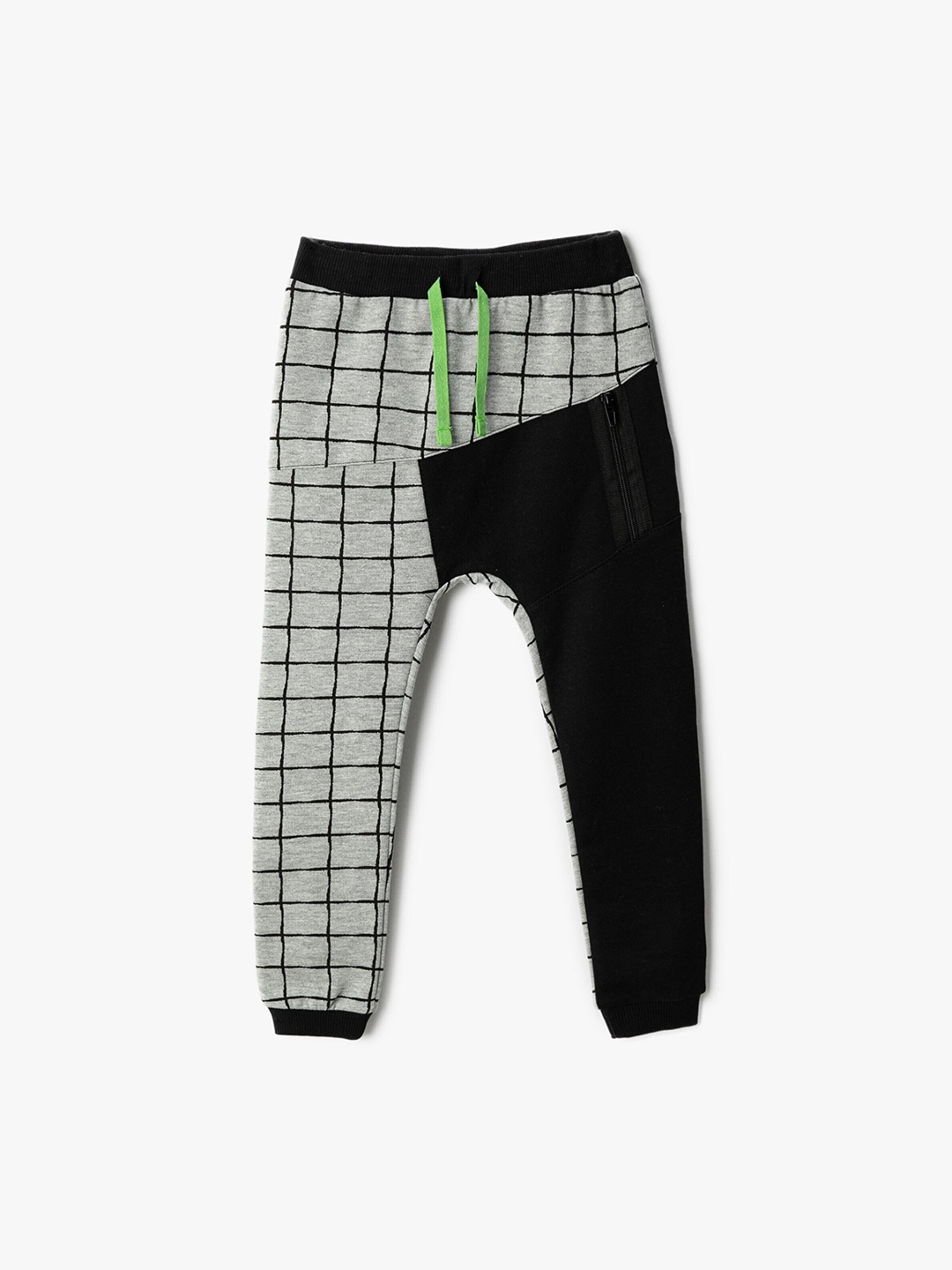 

Koton Boys Checked Mid Rise Joggers, Grey