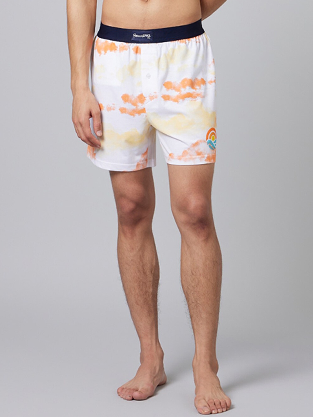 

Smugglerz Abstract Printed Comfort Fit Pure Cotton Boxers Summer-Vibes-Mens-Boxer-S, White