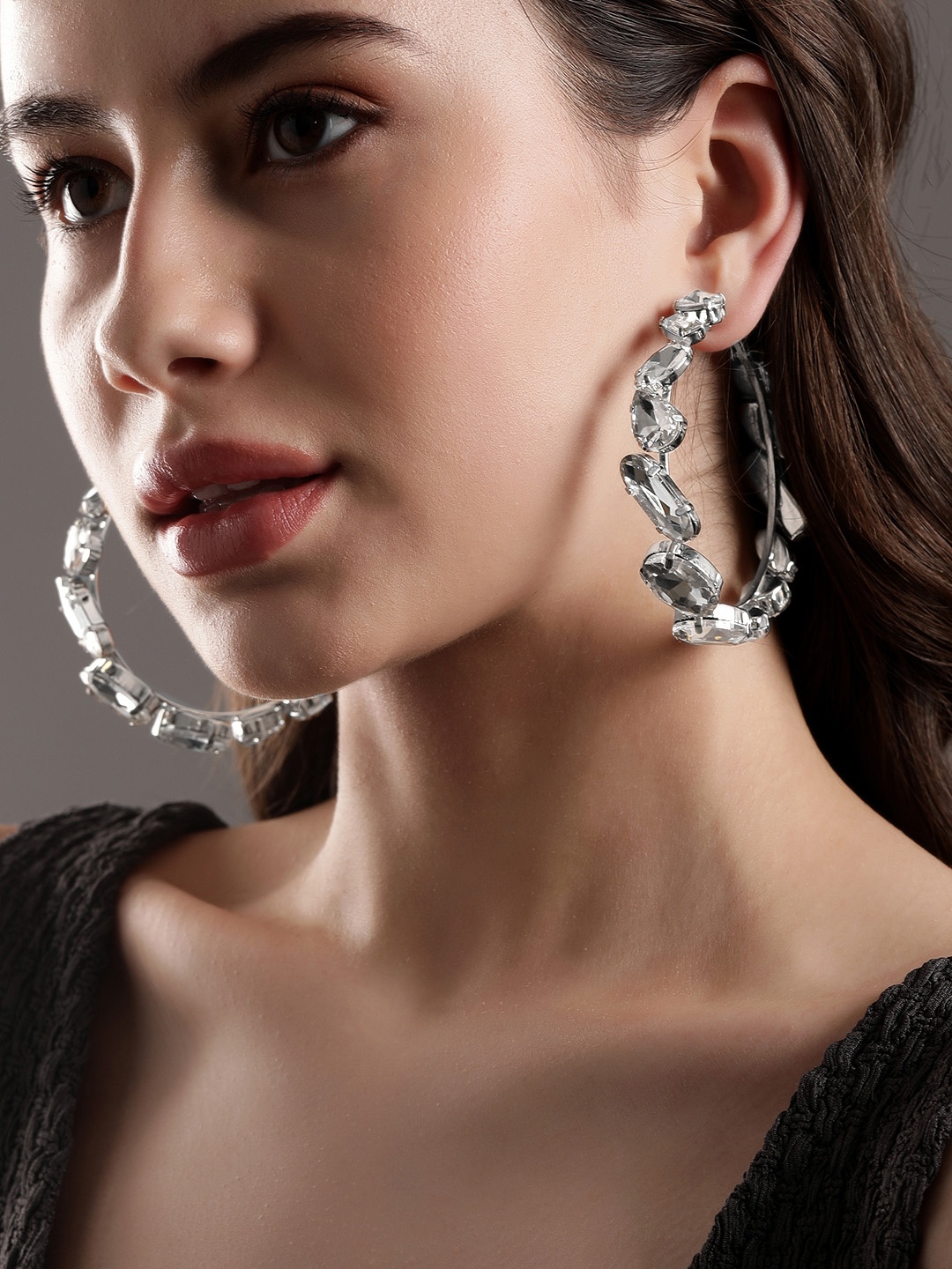 

Rubans Voguish Circular Hoop Earrings, Silver