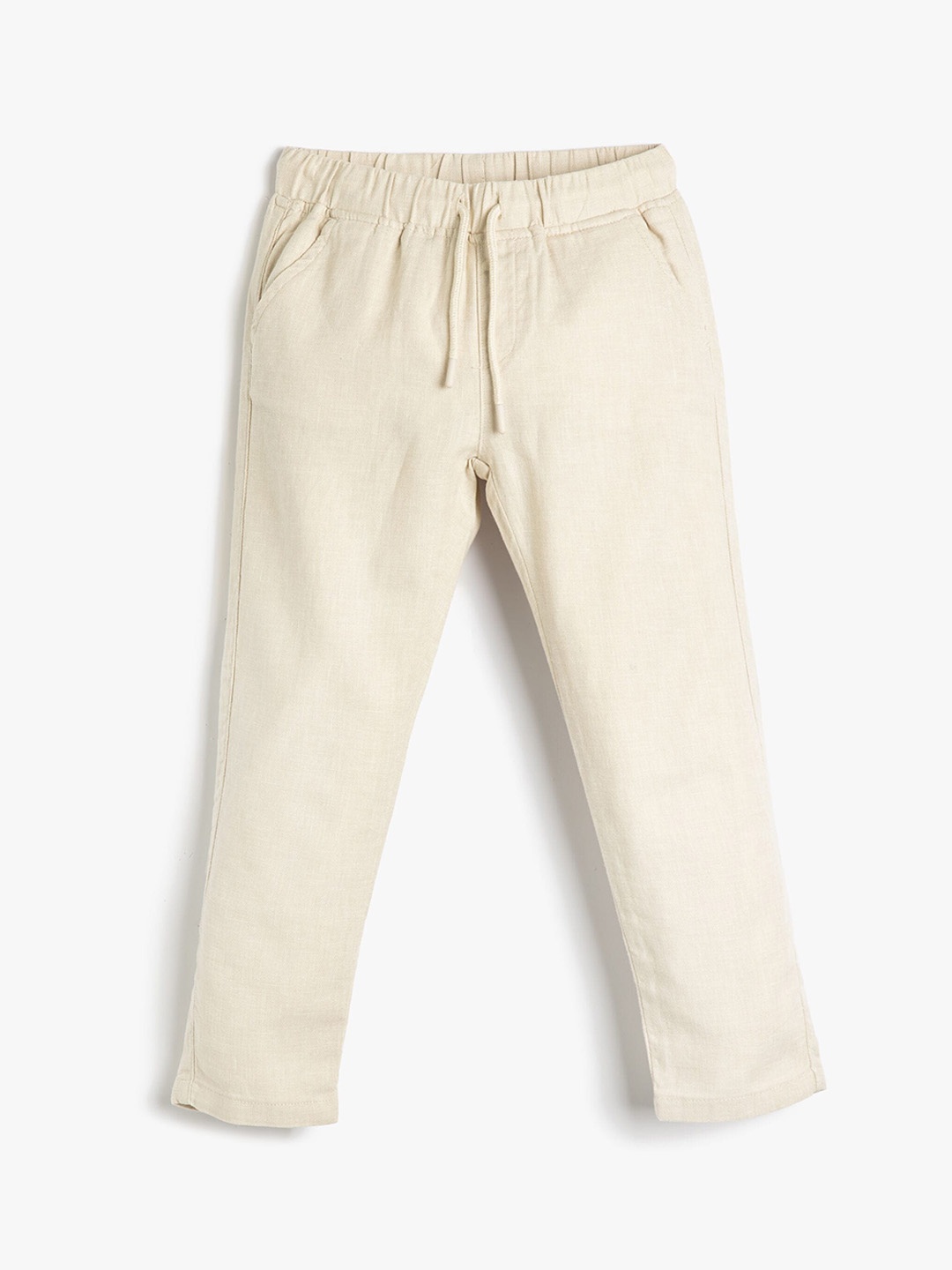 

Koton Boys Mid-Rise Linen Cotton Trousers, Beige