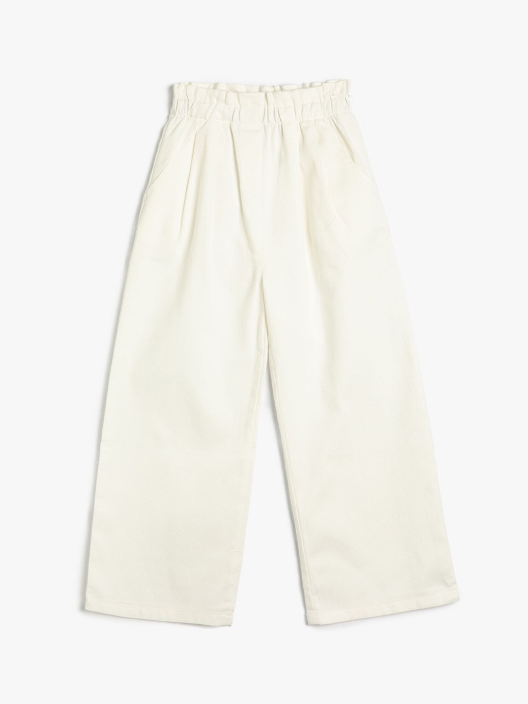 

Koton Girls Mid Rise Flared Parallel Pure Cotton Trousers, White