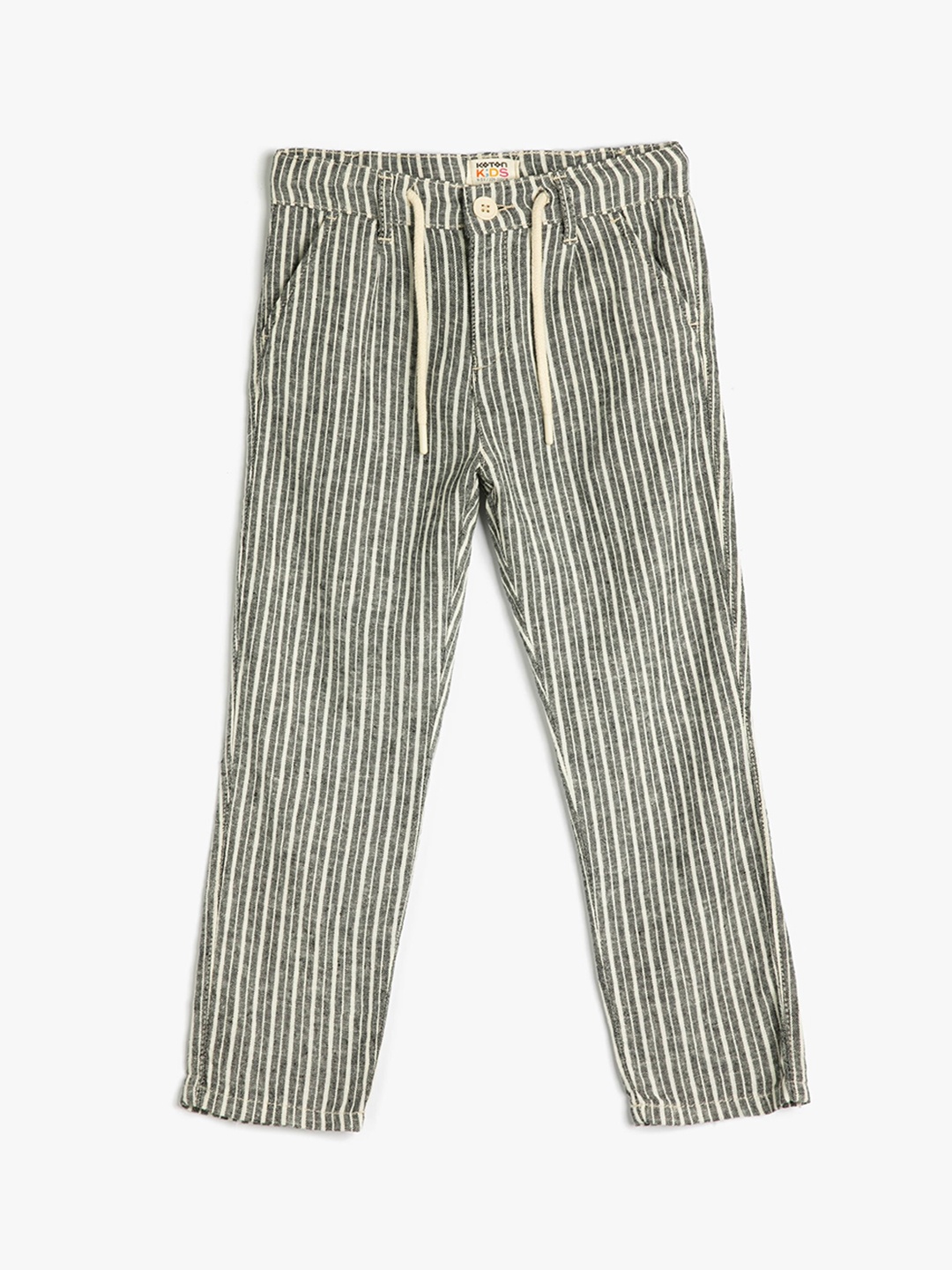 

Koton Boys Mid Rise Striped Trousers, Black