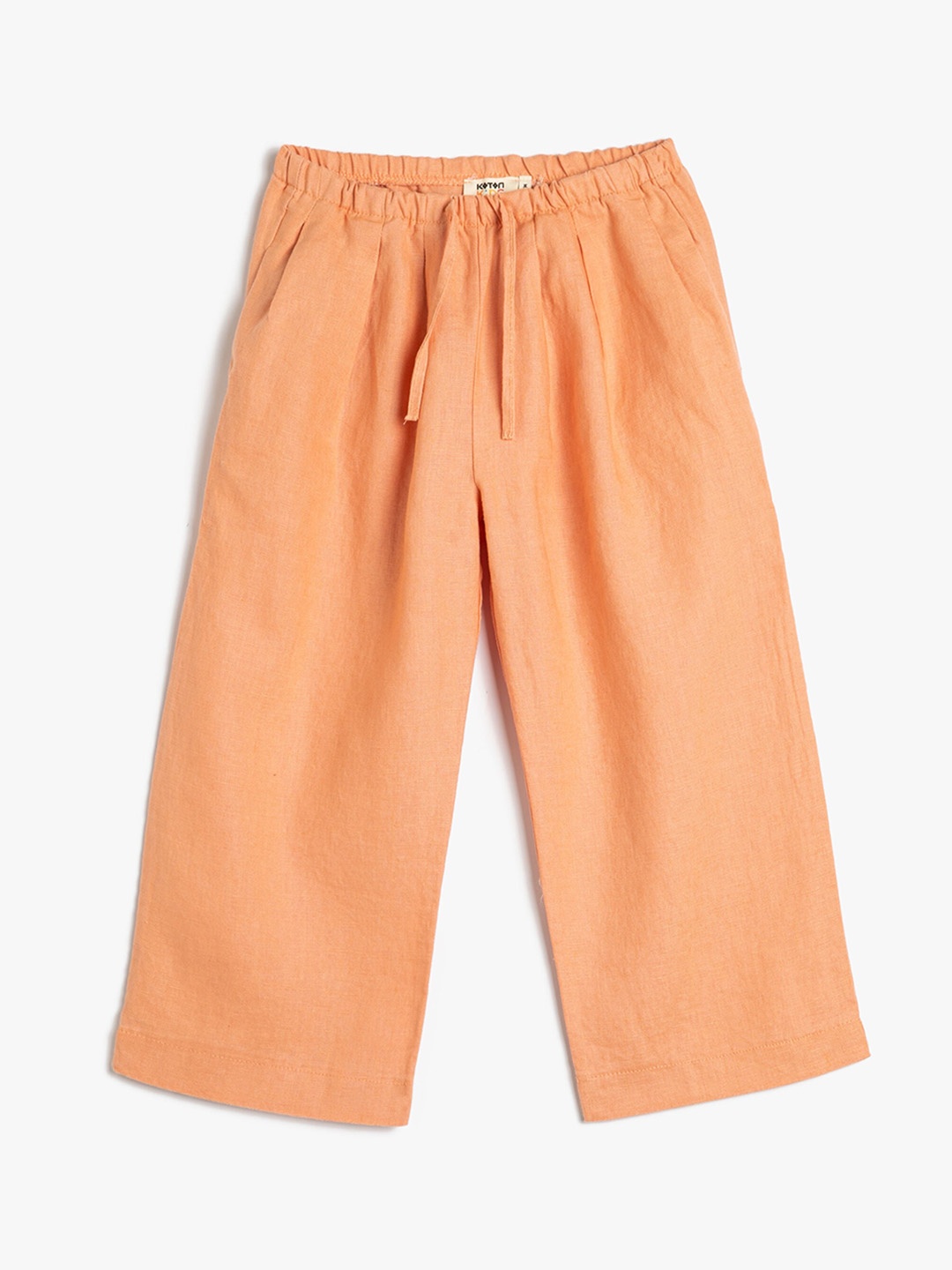 

Koton Girls Mid-Rise Linen Culottes, Peach