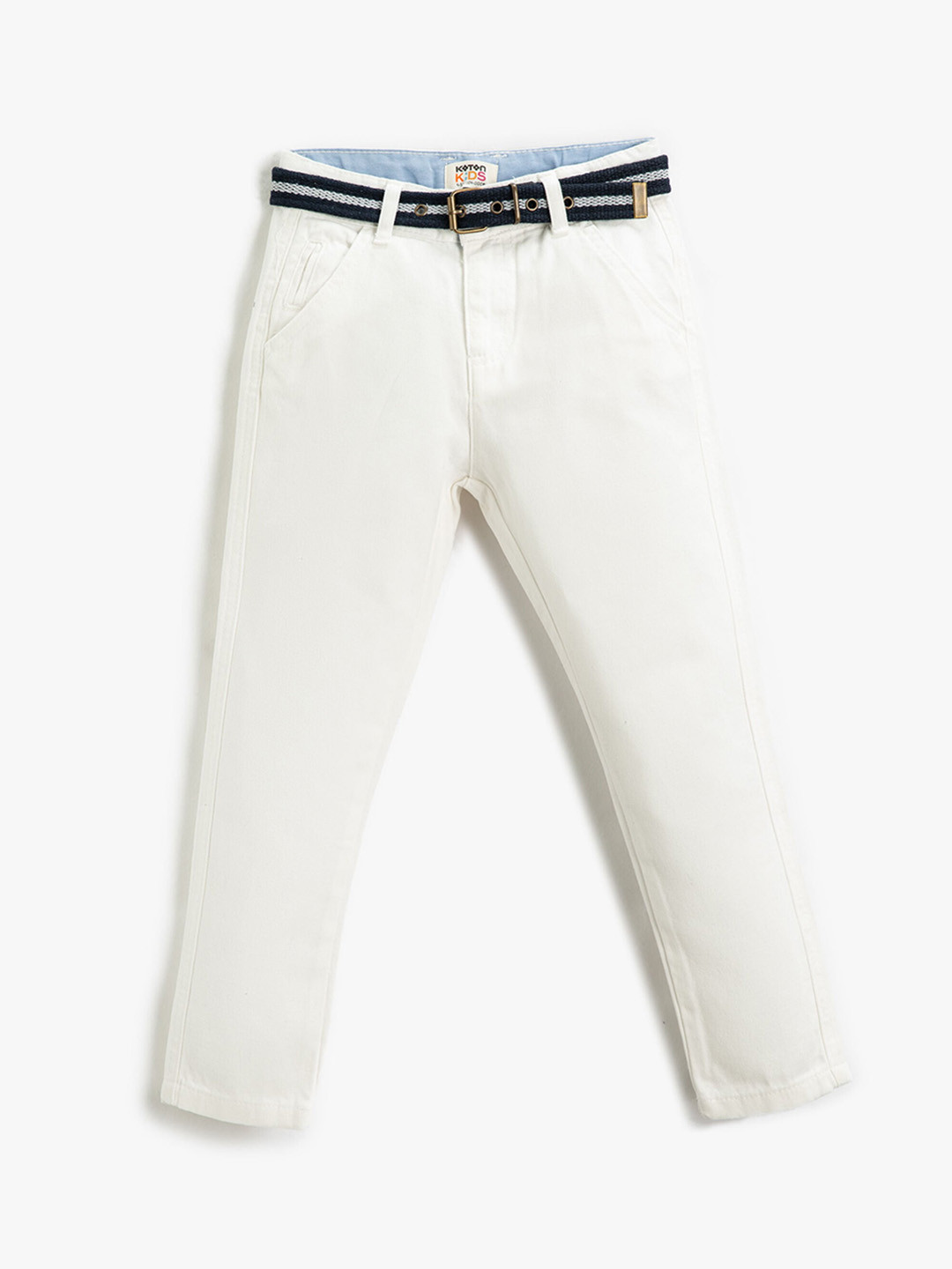 

Koton Boys Mid Rise Chinos Trousers With Belt, White