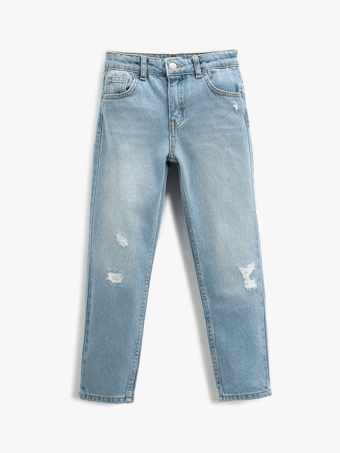 

Koton Boys Mid-Rise Heavy Fade Low Distress Jeans, Blue