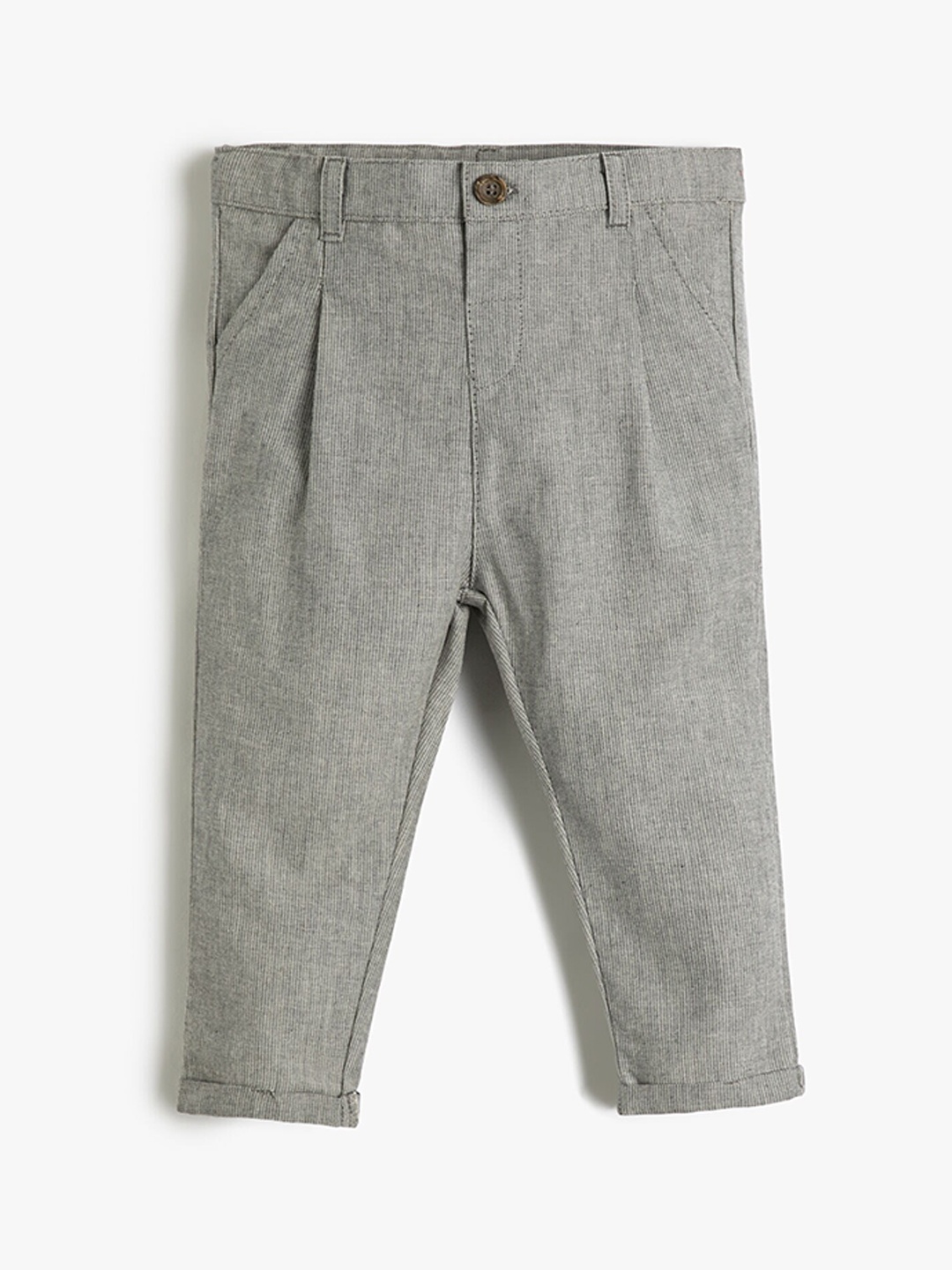 

Koton Boys Mid-Rise Pleated Trousers, Grey