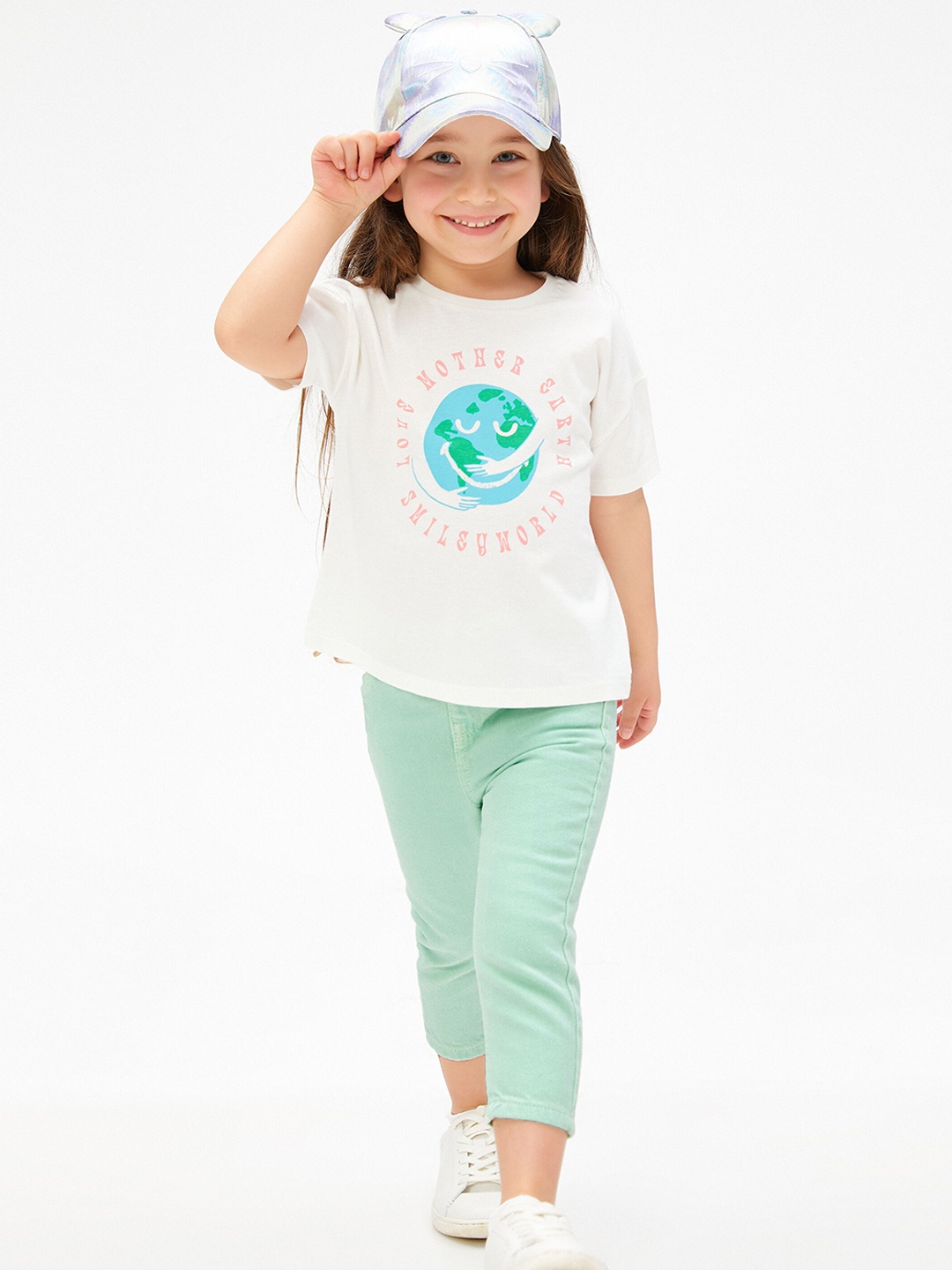 

Koton Girls Mid-Rise Pure Cotton Trousers, Green