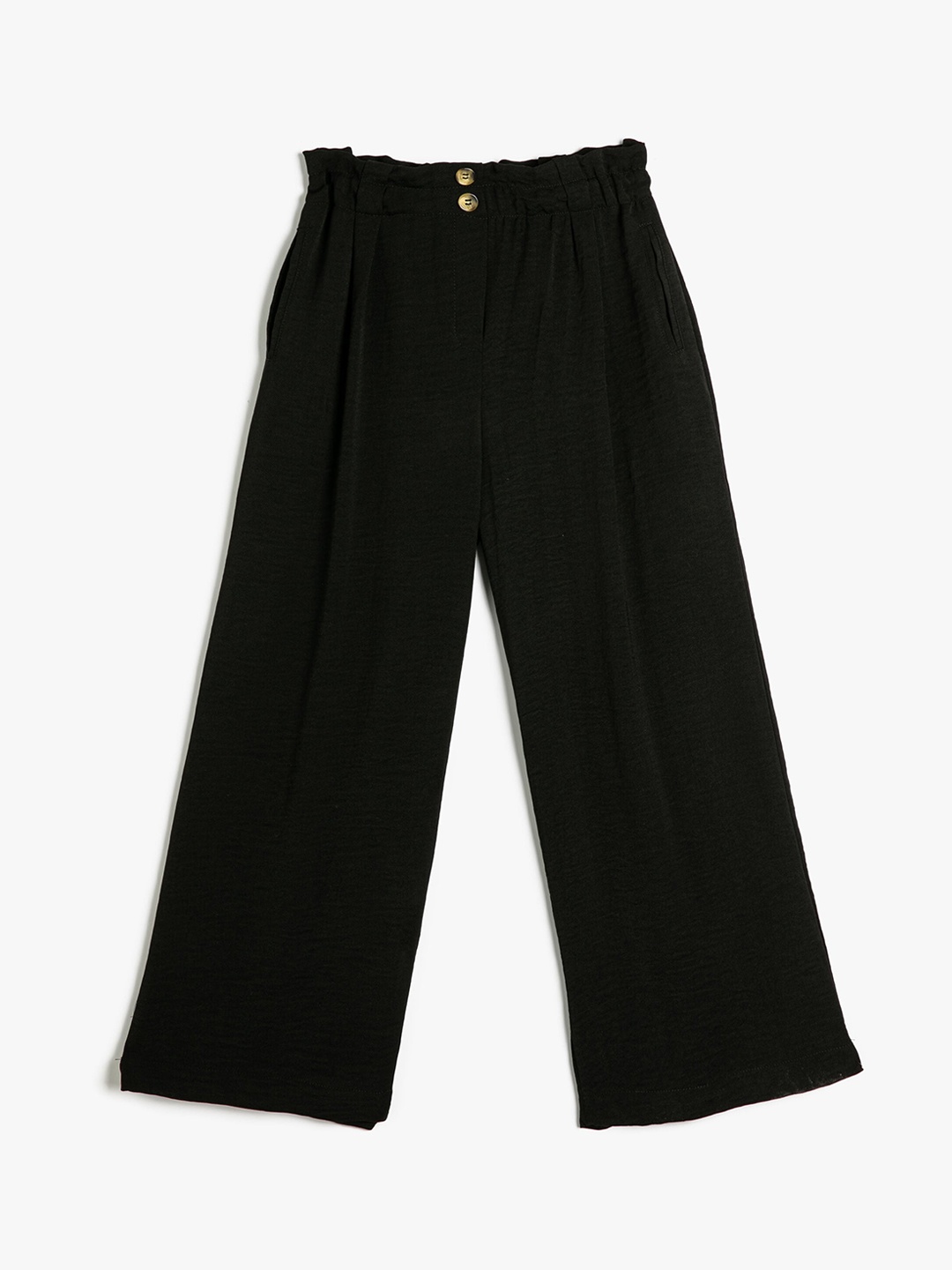 

Koton Girls Mid-Rise Pleated Parallel Trousers, Black