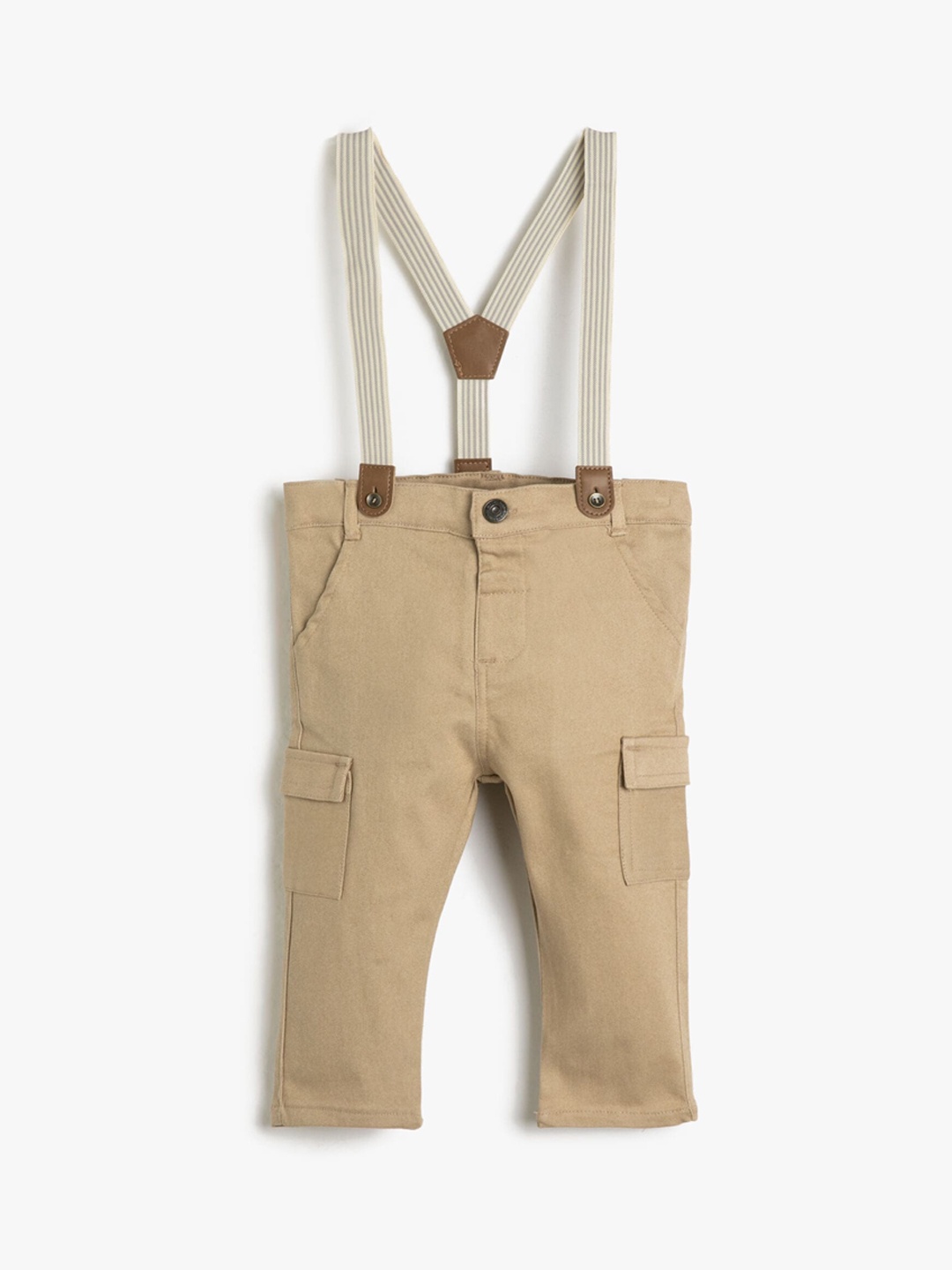 

Koton Boys Mid-Rise Cargos Trousers With Suspenders, Beige