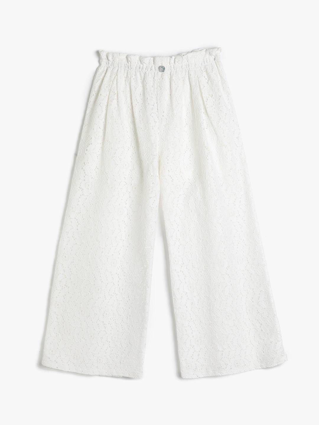 

Koton Girls Self Design Pleated Parallel Trousers, White