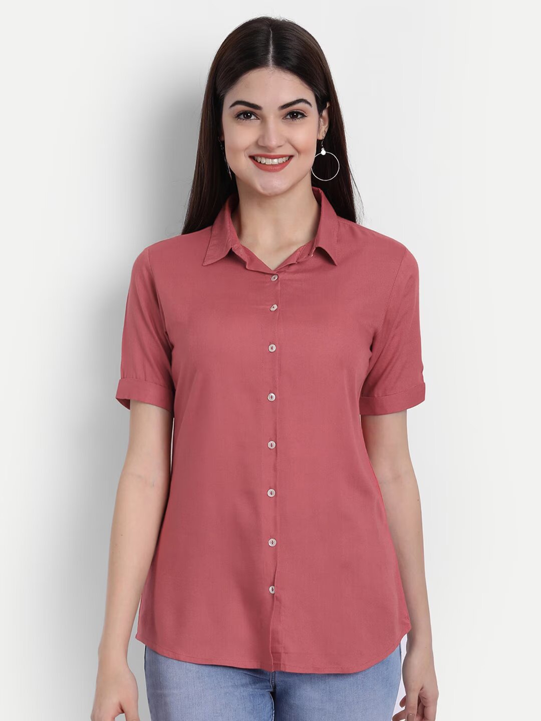 

SUTI Spread Collar Cotton Casual Shirt, Coral