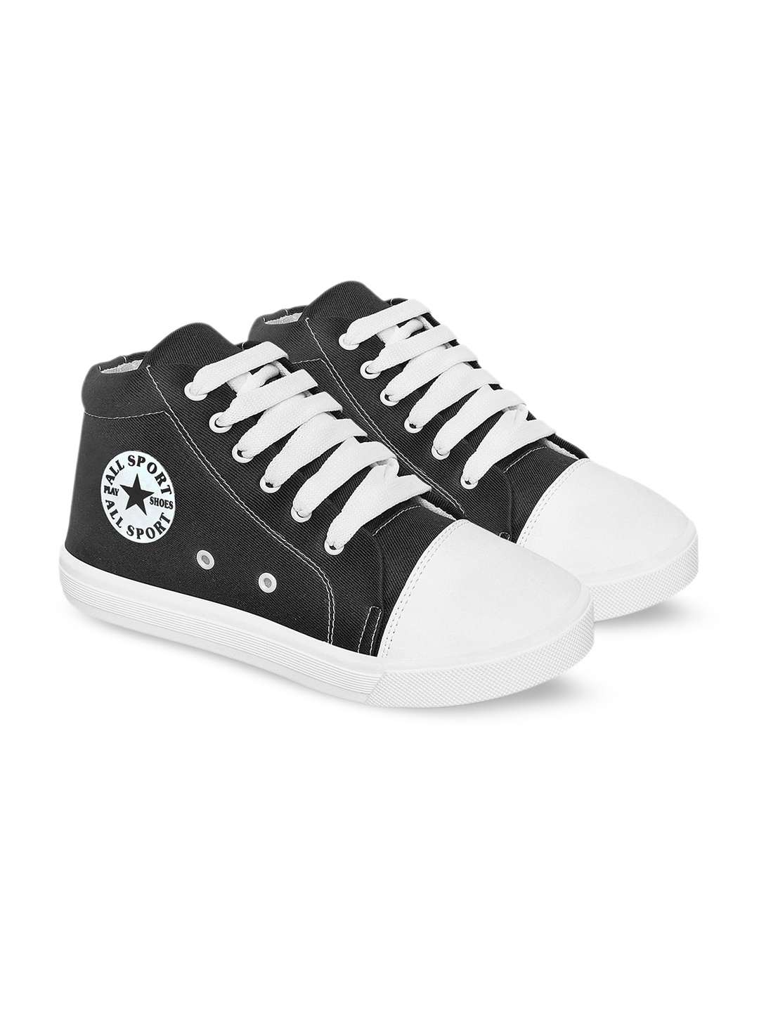 

Airspot Men Lightweight Canvas Mid-Top Sneakers, Black