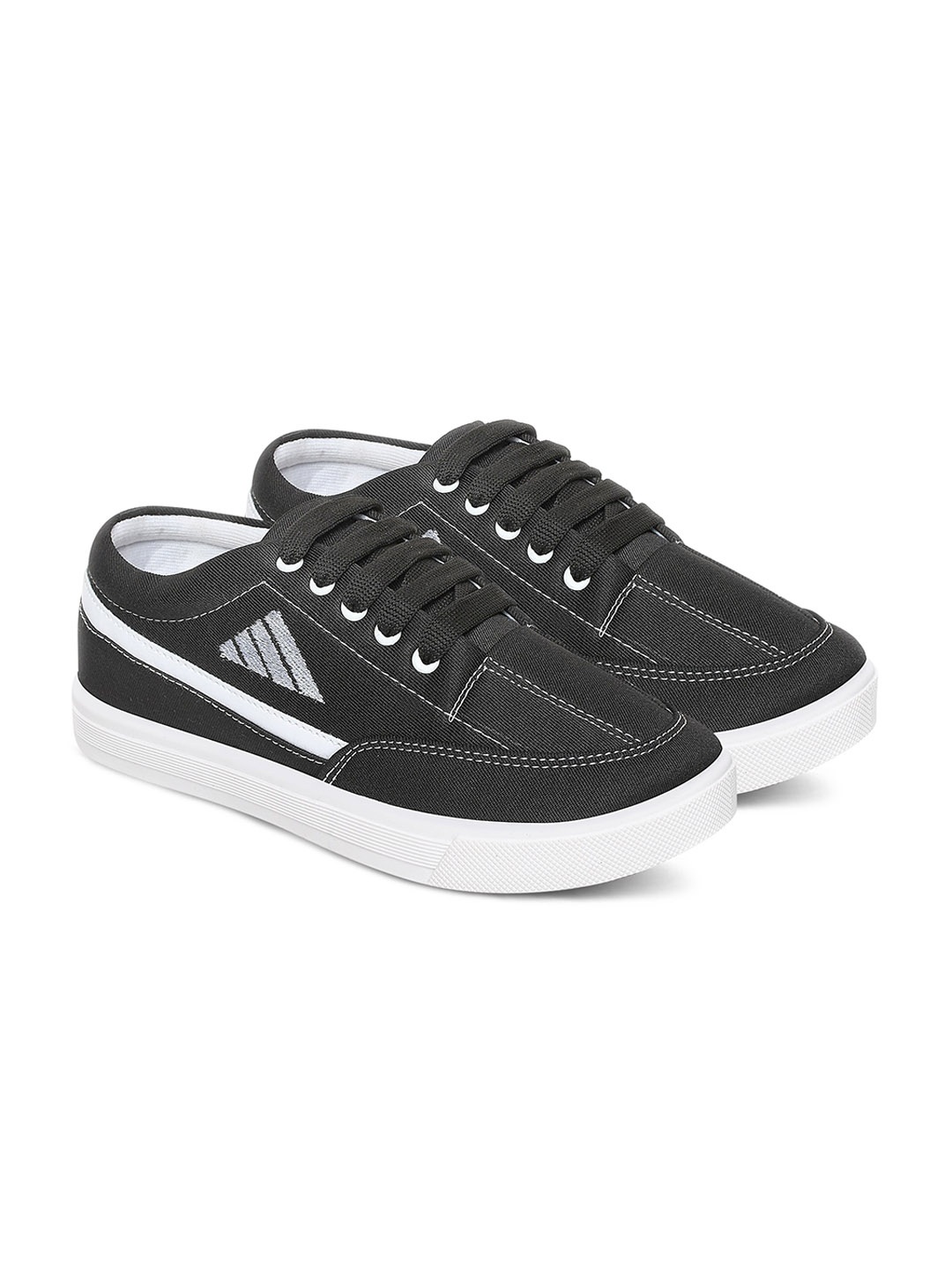 

Airspot Men Contrast Sole Lightweight Canvas Sneakers, Black
