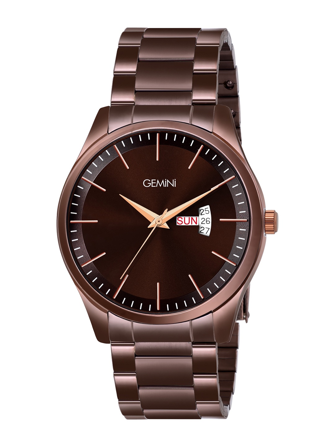 

GEMINI Men Round Dial & Stainless Steel Straps Analogue Watch BNS 1808QM01, Brown