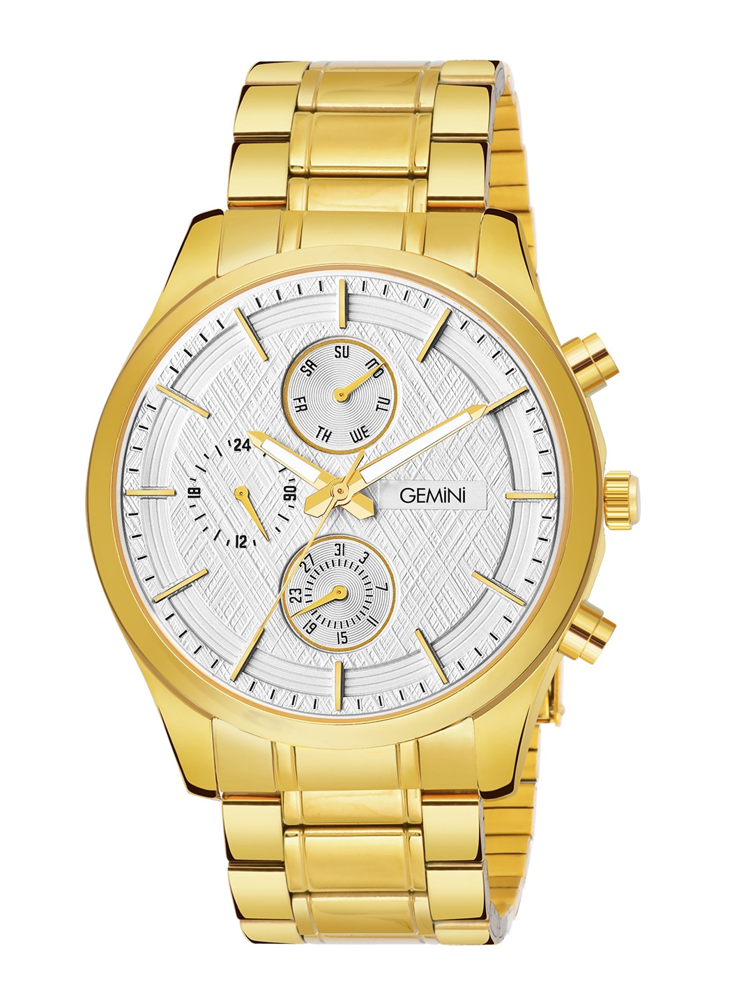 

GEMINI Men Dial & Stainless Steel Straps Analogue Watch BNS 1216MYM02, Gold