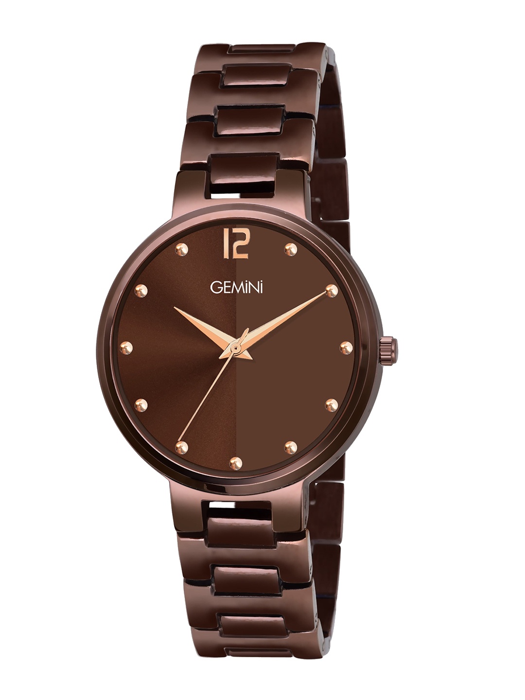 

GEMINI Women Embellished Dial & Stainless Steel Straps Analogue Watch BNS 11GBQM01, Brown
