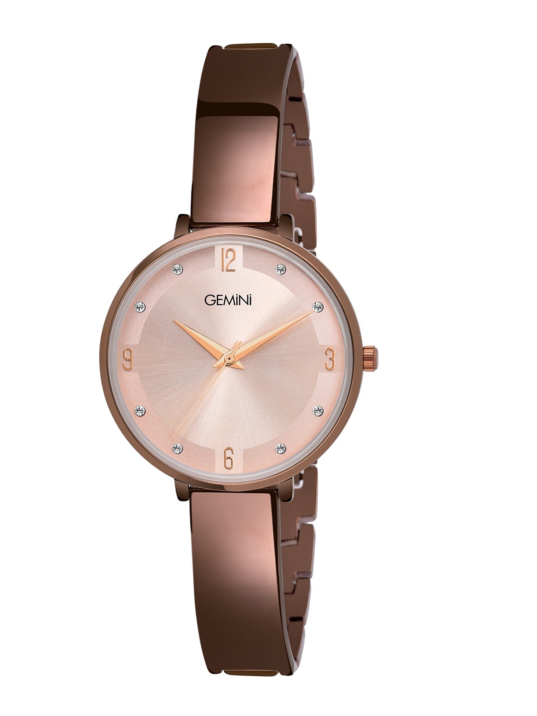 

GEMINI Women Embellished Dial & Stainless Steel Straps Analogue Watch BNS 2122QM02, Rose gold