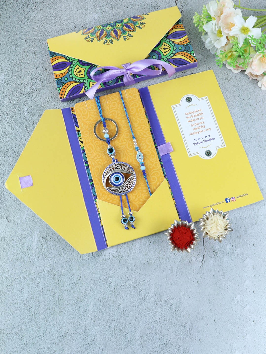 

Asthetika Set Of 2 Evil Eye Antique Rakhis, Blue