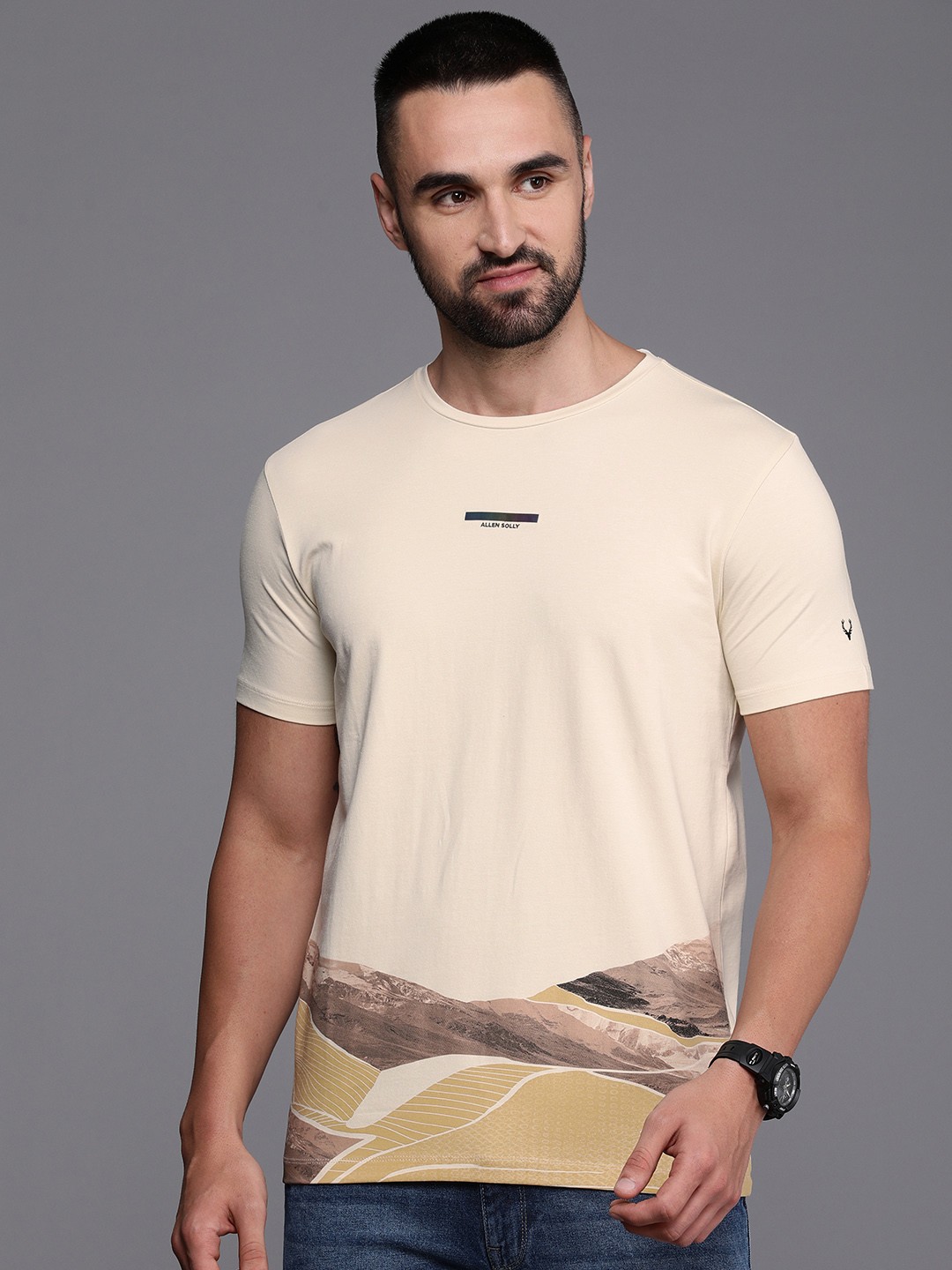 

Allen Solly Sport Round Neck Slim Fit T-shirt, Cream