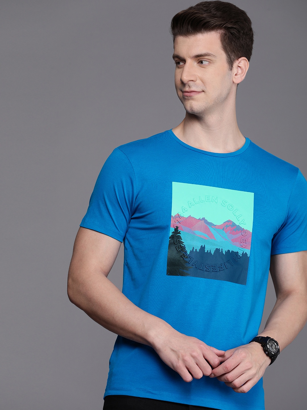 

Allen Solly Sport Printed Slim Fit T-shirt, Blue
