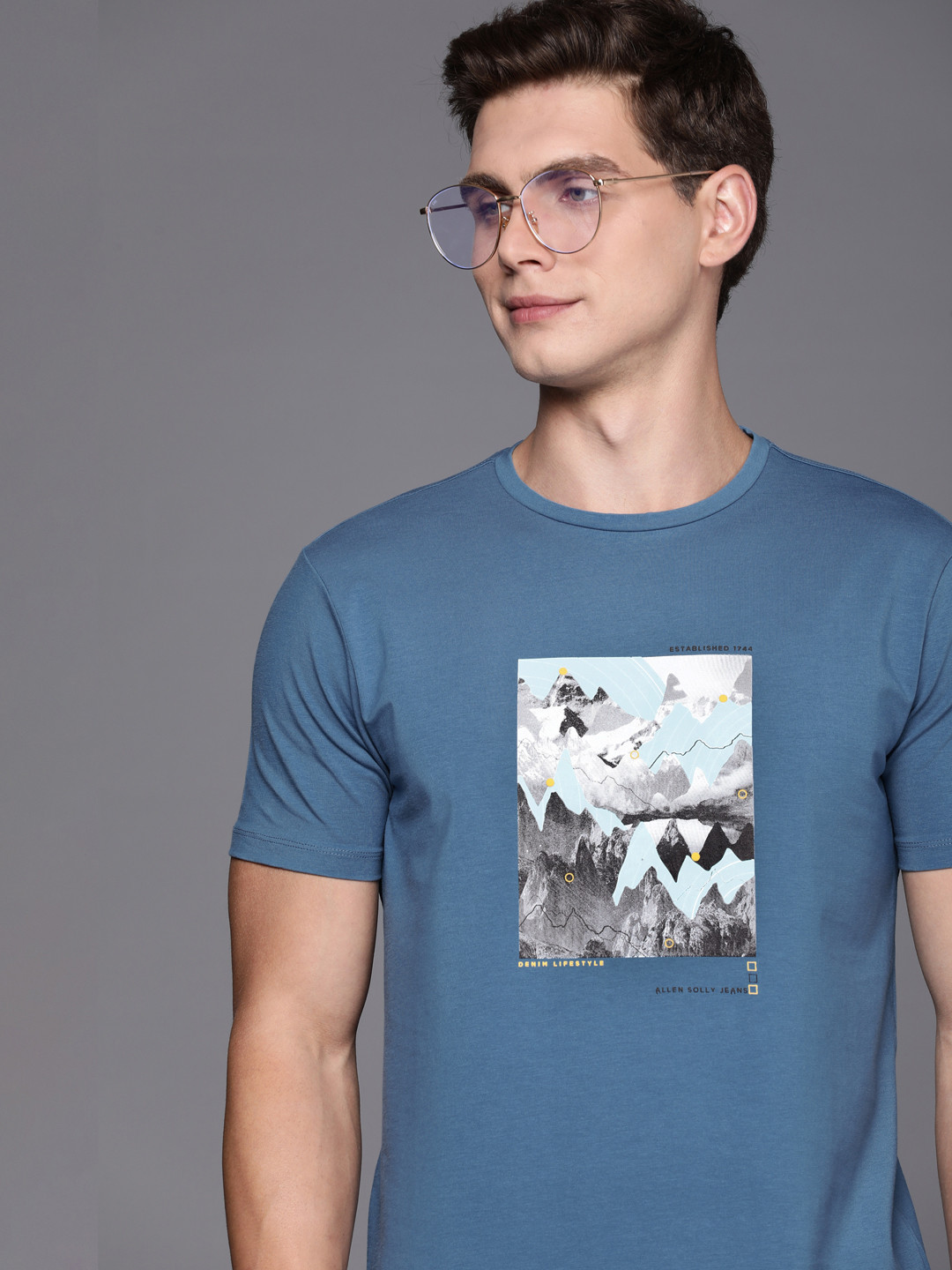 

Allen Solly Sport Printed Slim Fit T-shirt, Blue