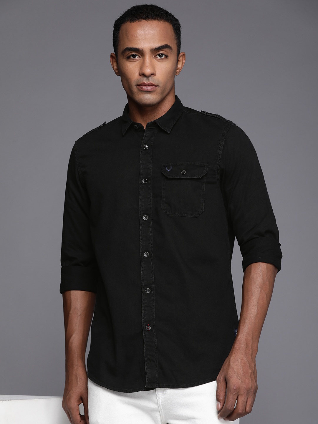 

Allen Solly Sport Pure Cotton Custom Fit Casual Shirt, Black