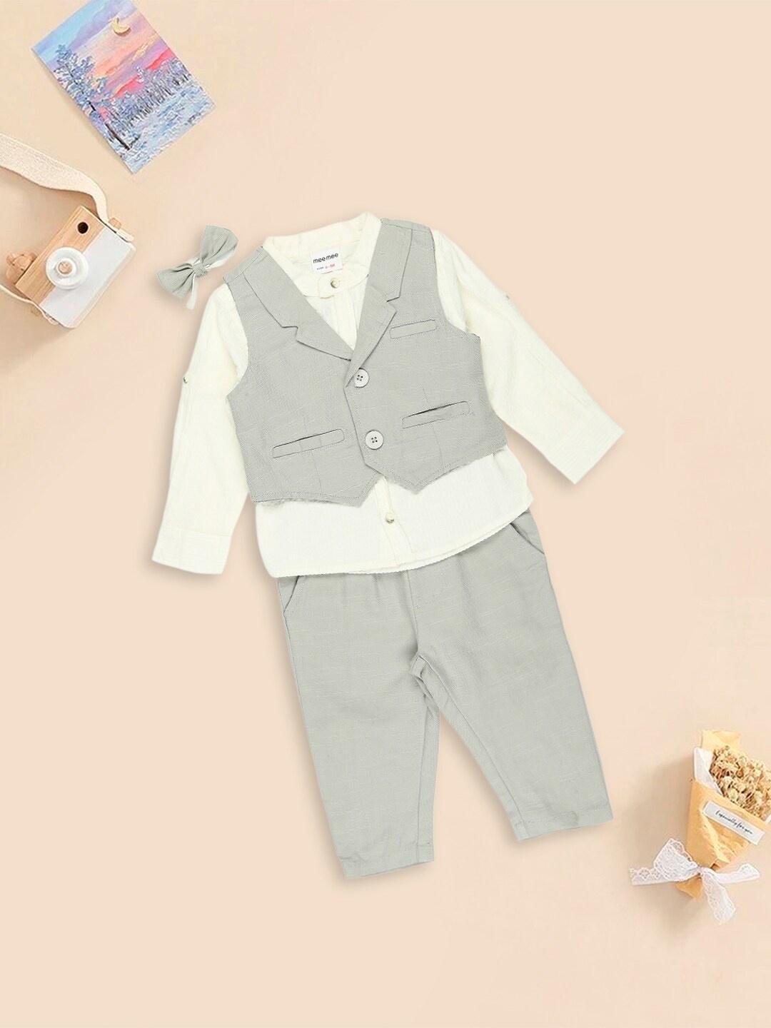 

MeeMee Boys Pure Cotton Shirt With Trousers, Yellow