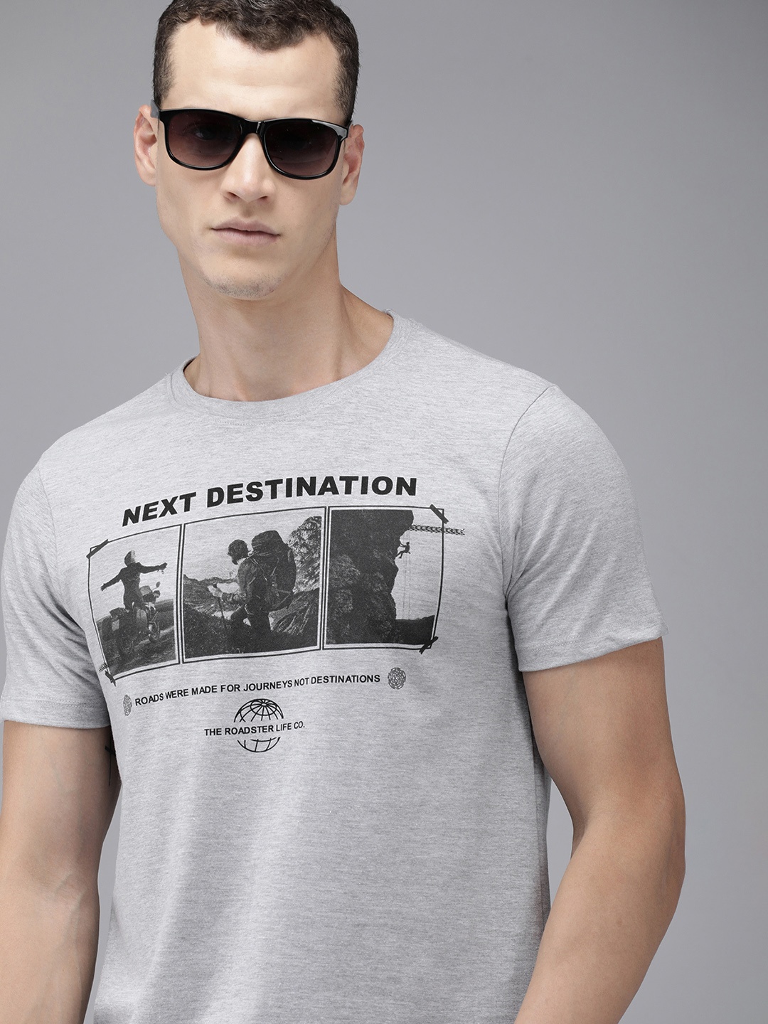 

Roadster Men Graphic Printed T-shirt, Grey