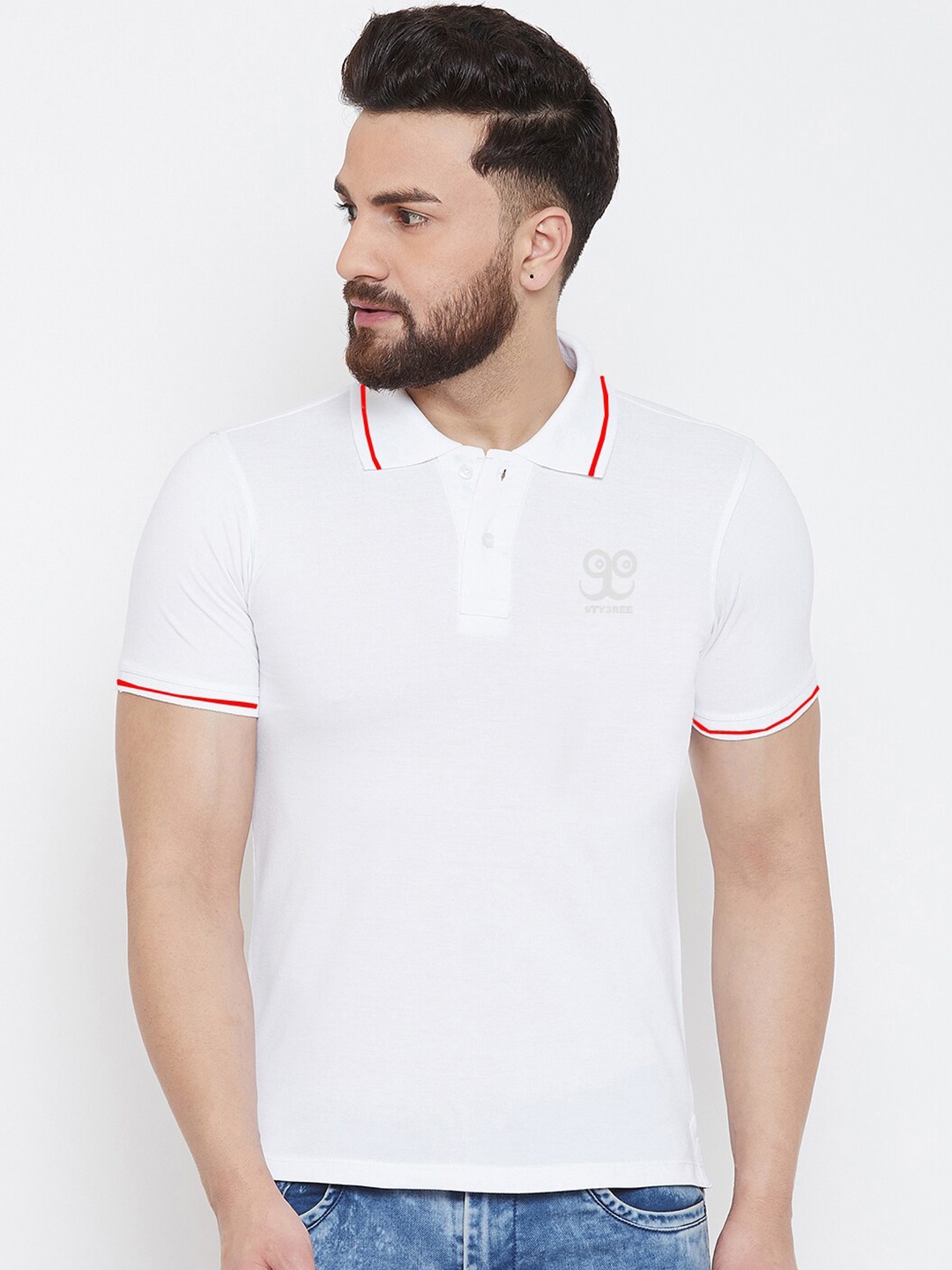 

9ty3ree Polo Collar Slim Fit T-shirt, White