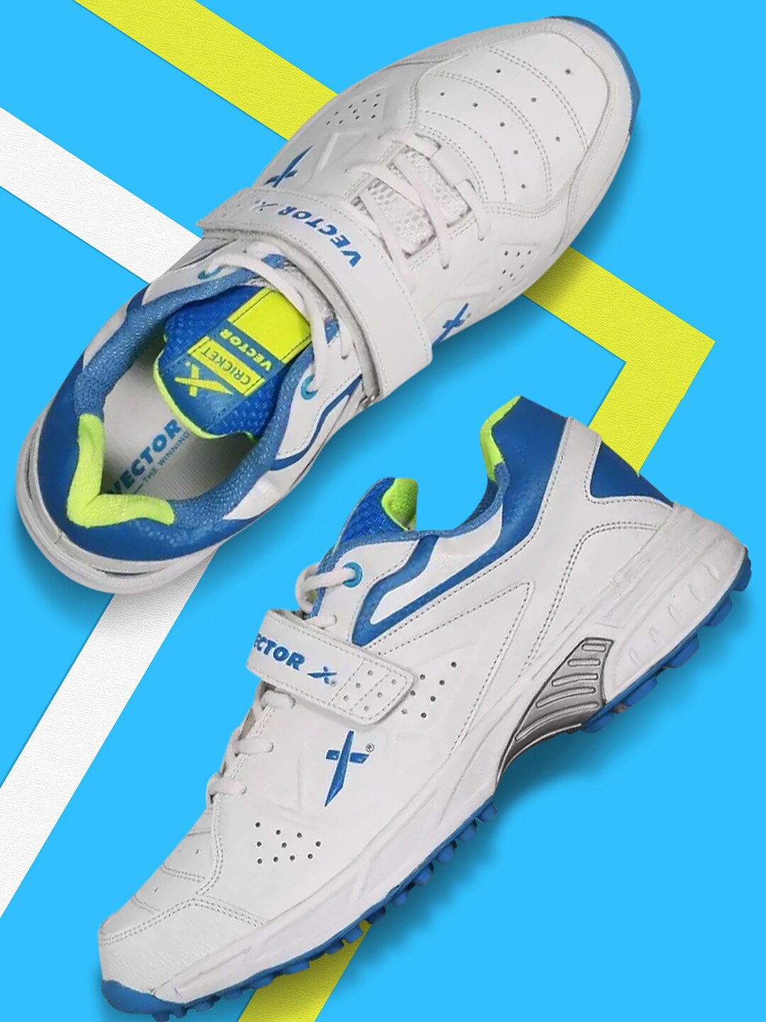 

VECTOR X Unisex Lace-Up Cricket Shoes, White