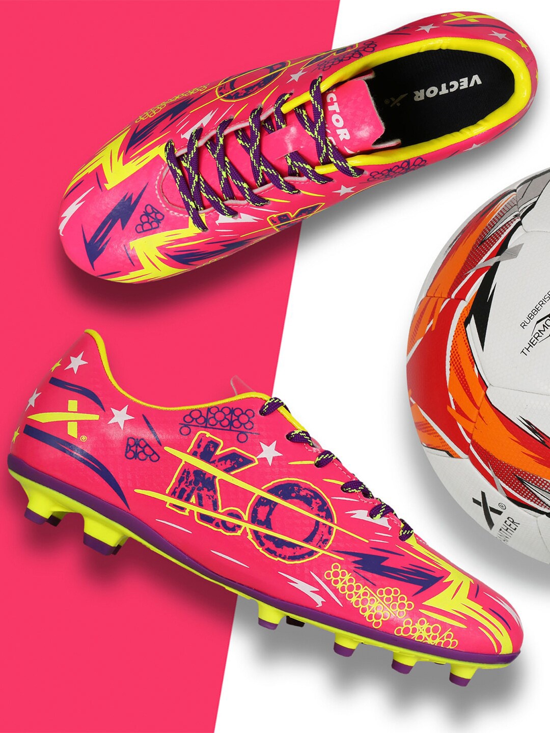 

VECTOR X Unisex Printed Football Shoes, Pink