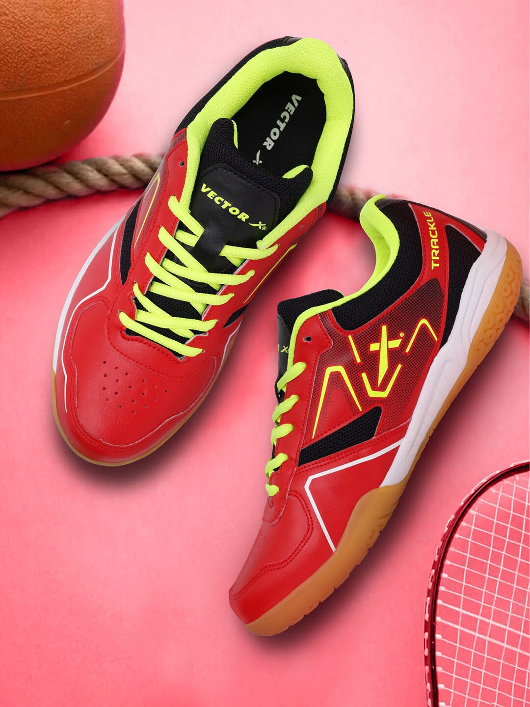 

VECTOR X Unisex Printed Badminton Shoes, Red