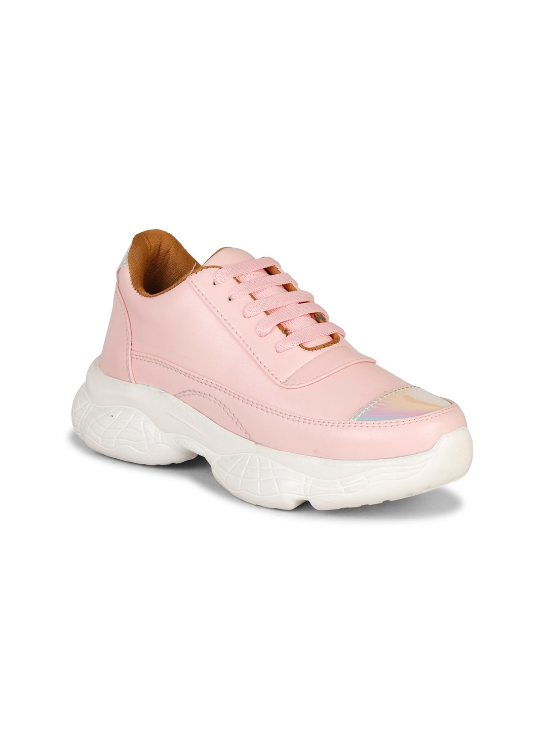 

Krafter Women Contrast Sole Lace-Up Sneakers, Pink