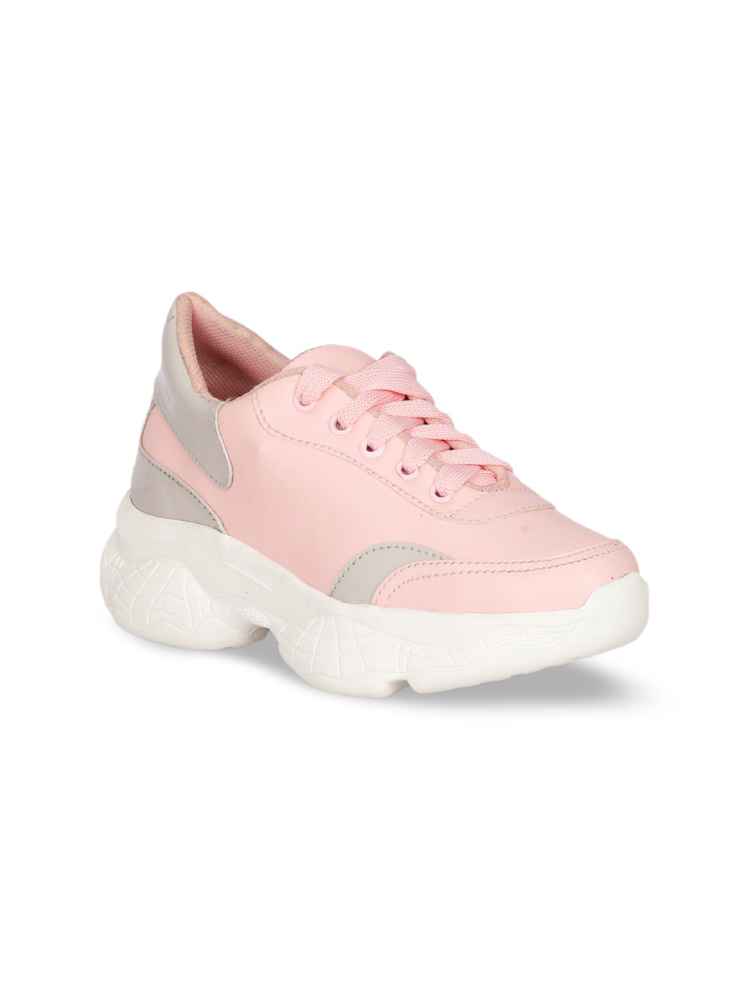 

Krafter Women Contrast Sole Lace-Up Sneakers, Pink