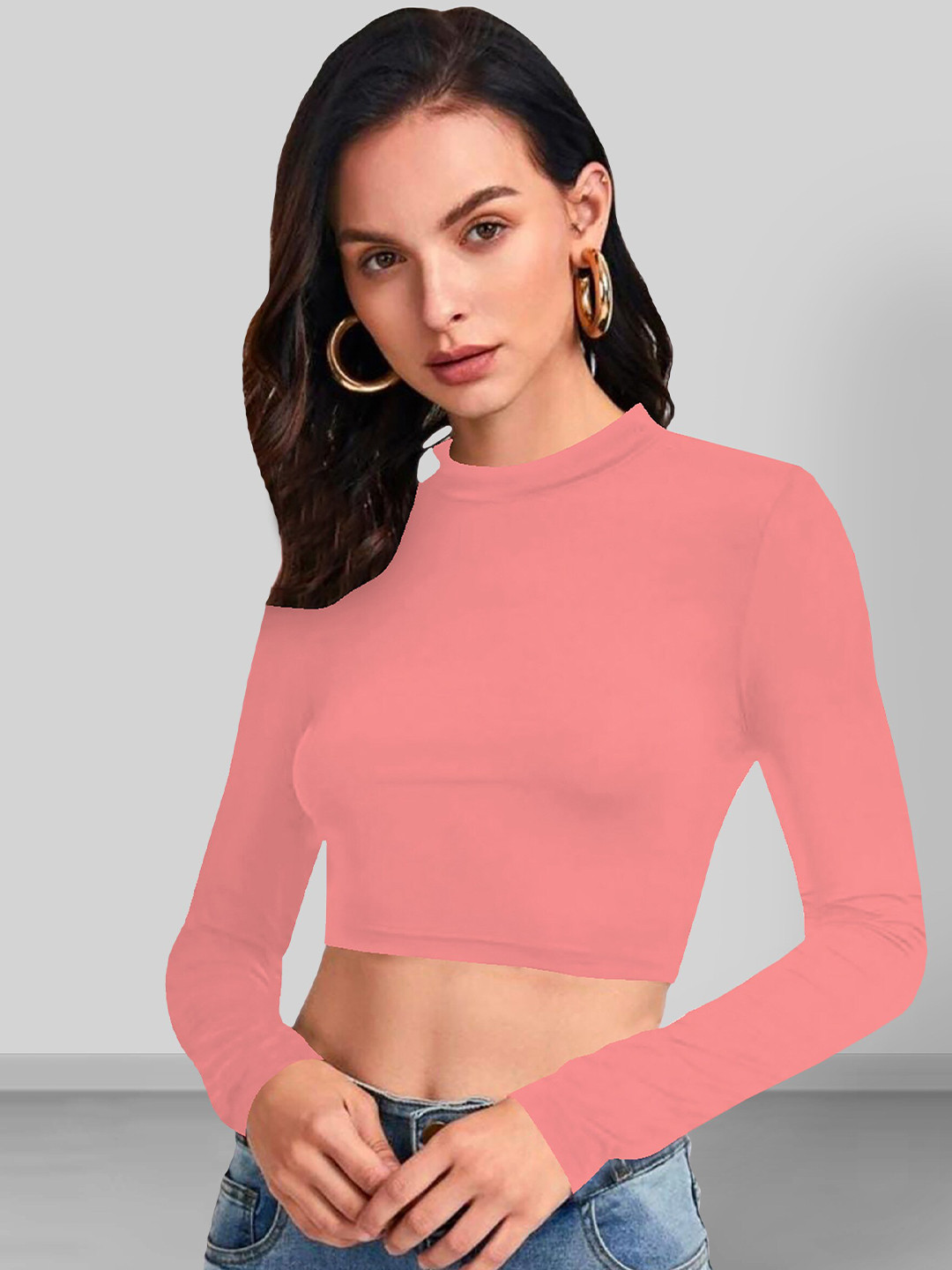 

Dream Beauty Fashion High Neck Fitted Crop Top, Peach